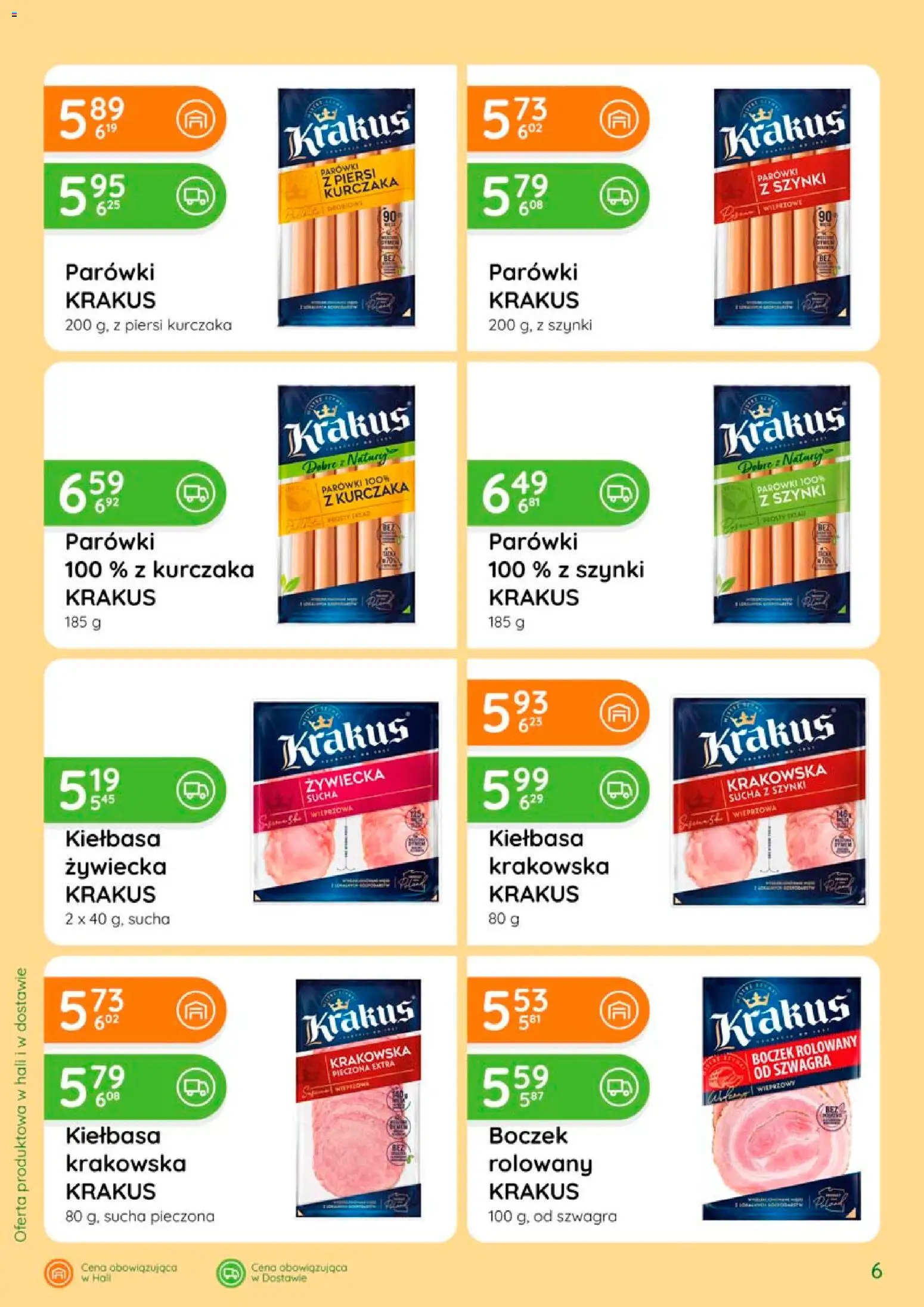 Eurocash gazetka - Katalog Wędlin od 06.08.2026 | Strona: 6 | Produkty: Piersi, Parówki z szynki, Krakowska sucha, Kiełbasa krakowska