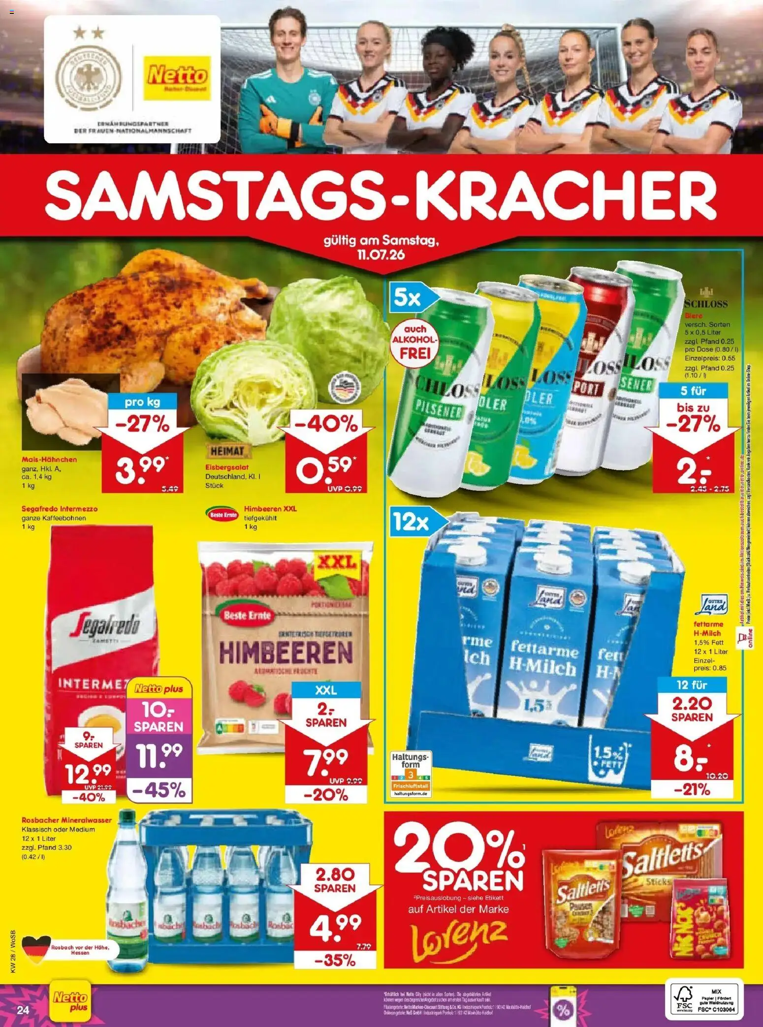 Netto Marken-Discount - Netto: Wochenangebote – gültig ab 05.07.2026 | Seite: 40 | Produkte: Himbeeren, Eisbergsalat, Mineralwasser, Segafredo
