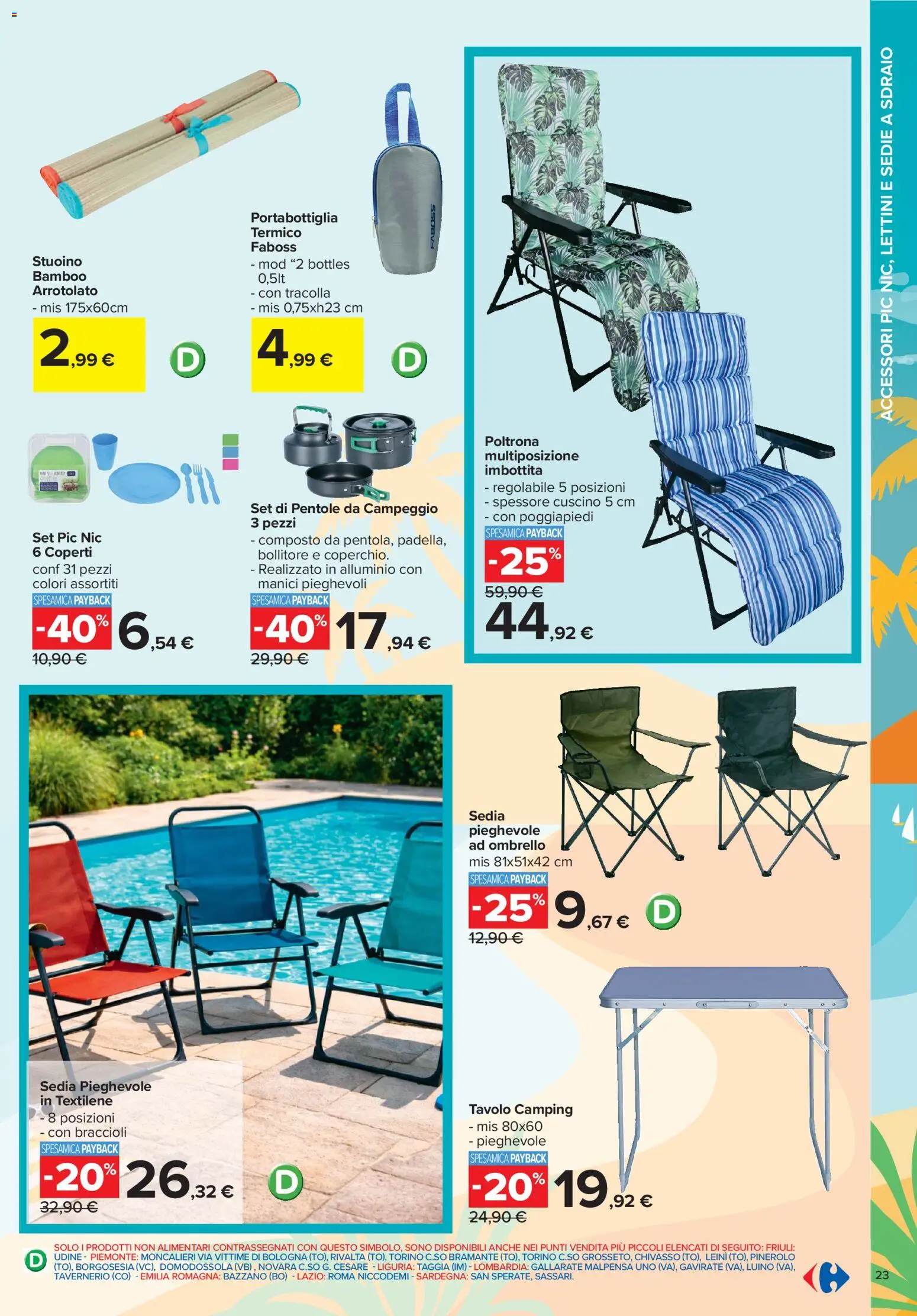 Volantino Carrefour del 01.06.2026 | Pagina: 23 | Prodotti: Sdraio, Braccioli, Ombrello, Sedia