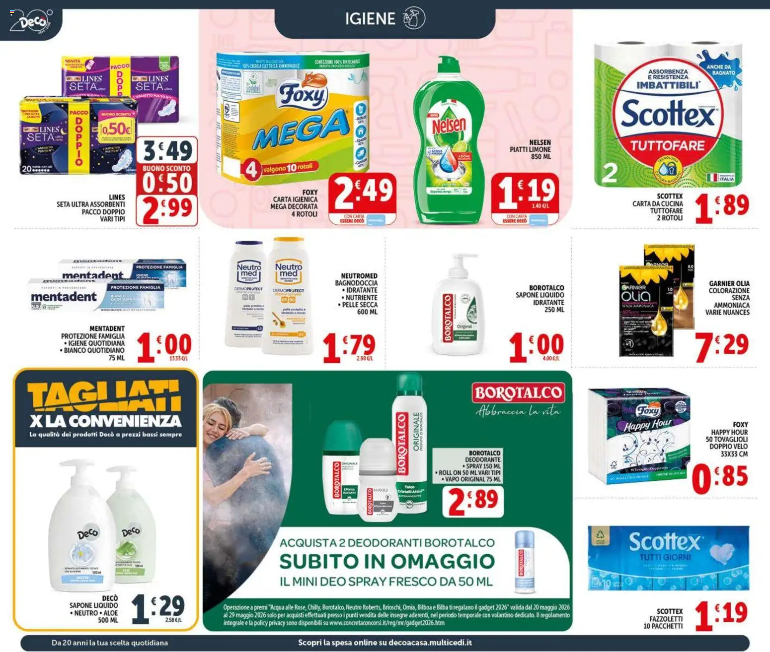 Volantino Decò del 20.05.2026 | Pagina: 18 | Prodotti: Sapone, Fazzoletti, Talco, Limone