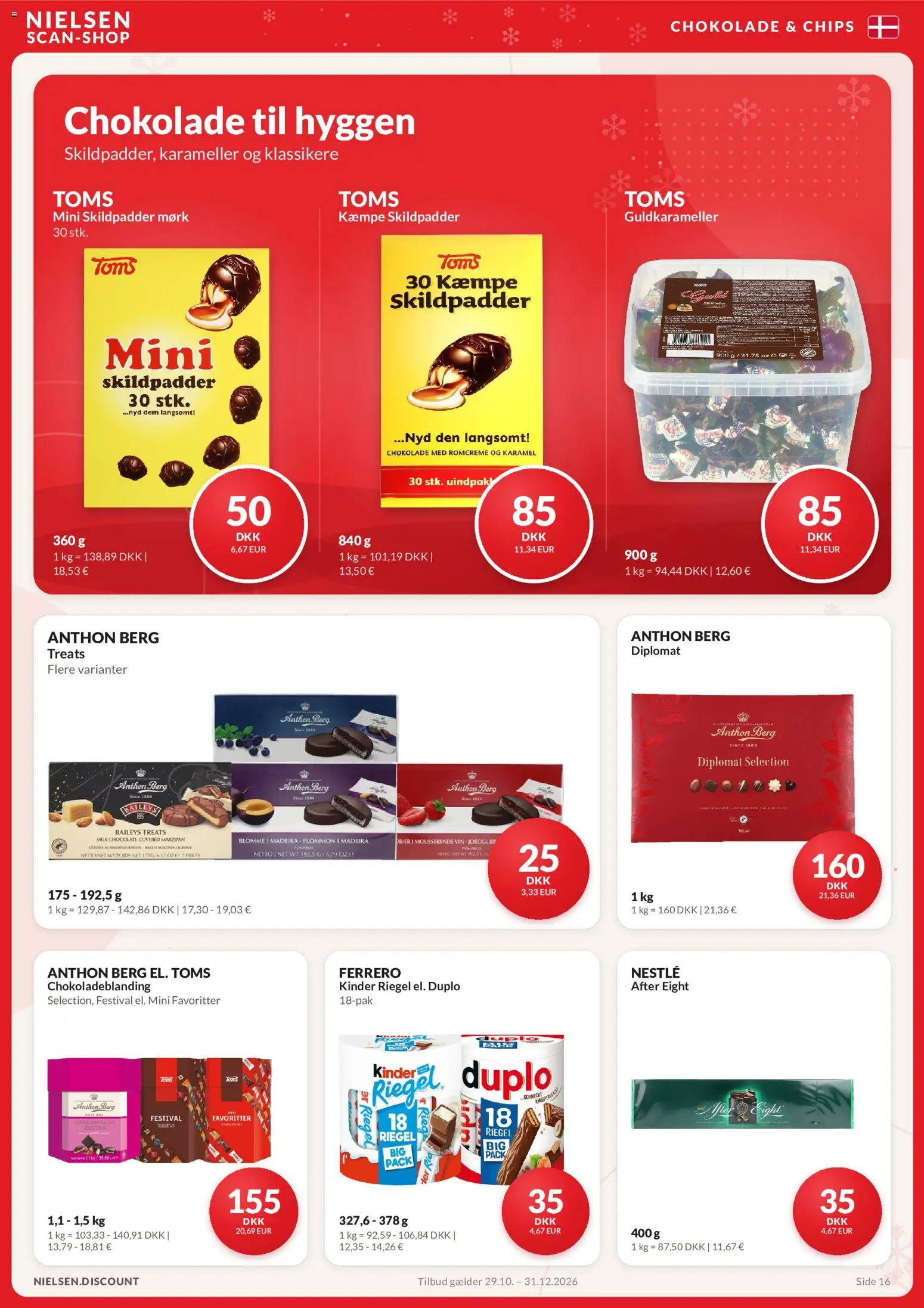 Nielsen Discount tilbudsavis – gyldig fra 29/10/2026 | Side: 16 | Produkter: Baileys, Chokolade, Vin, Karameller