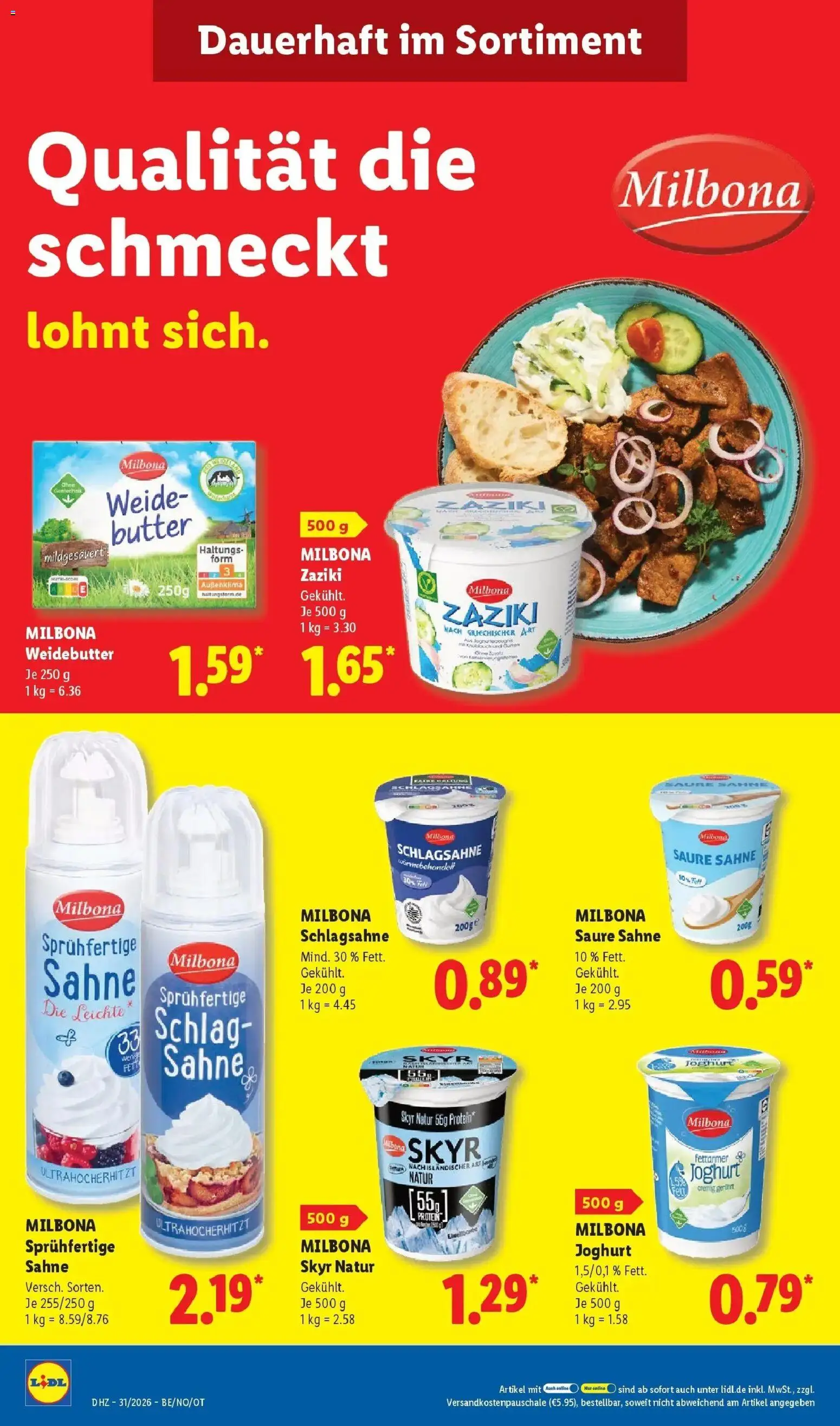 Lidl Prospekt Braunschweig – gültig ab 27.07.2026 | Seite: 24 | Produkte: Schlagsahne, Butter, Skyr, Sahne