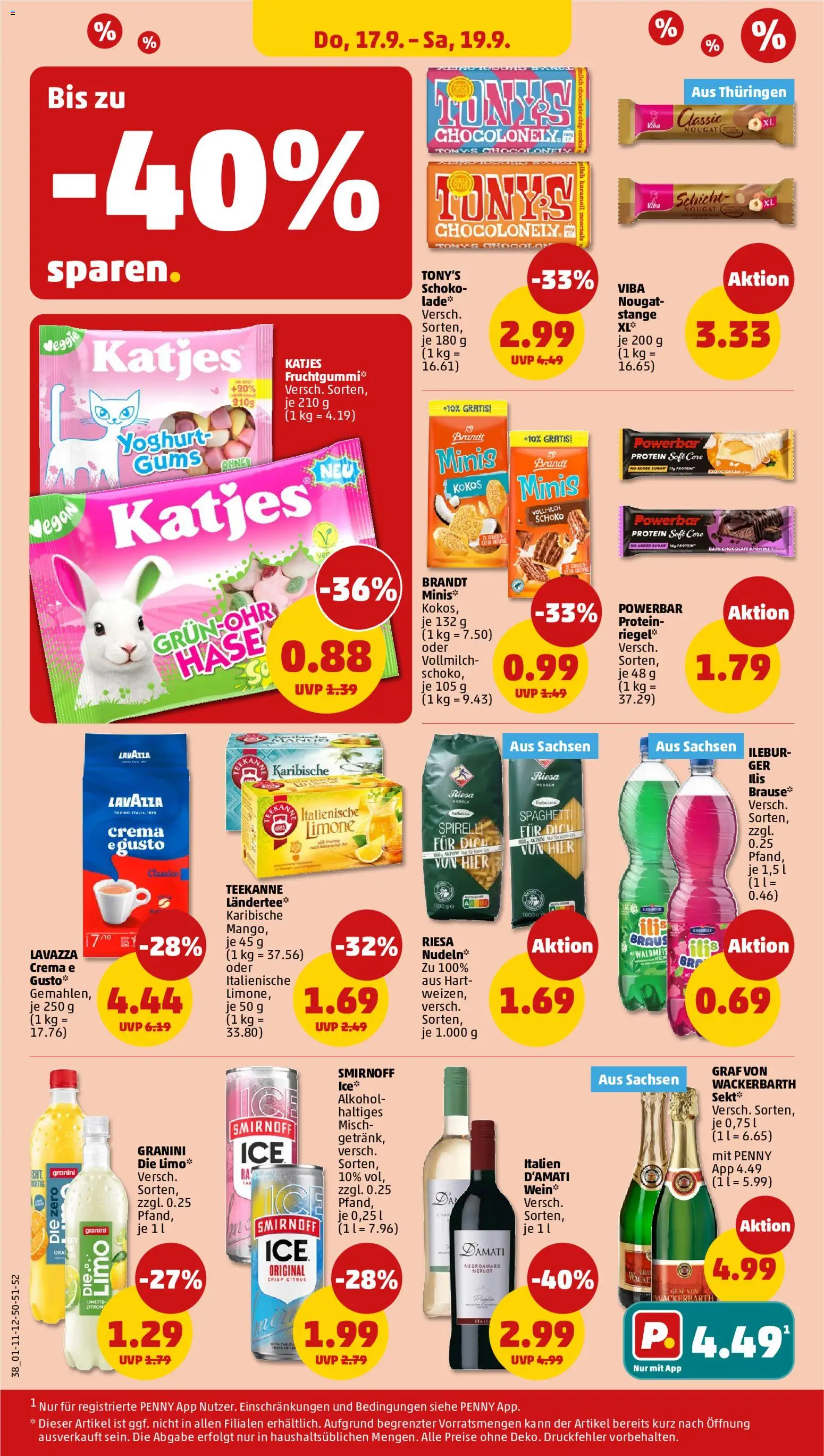 Penny Prospekt – gültig ab 14.09.2026 | Seite: 40 | Produkte: Lavazza, Smirnoff, Wein, Nudeln