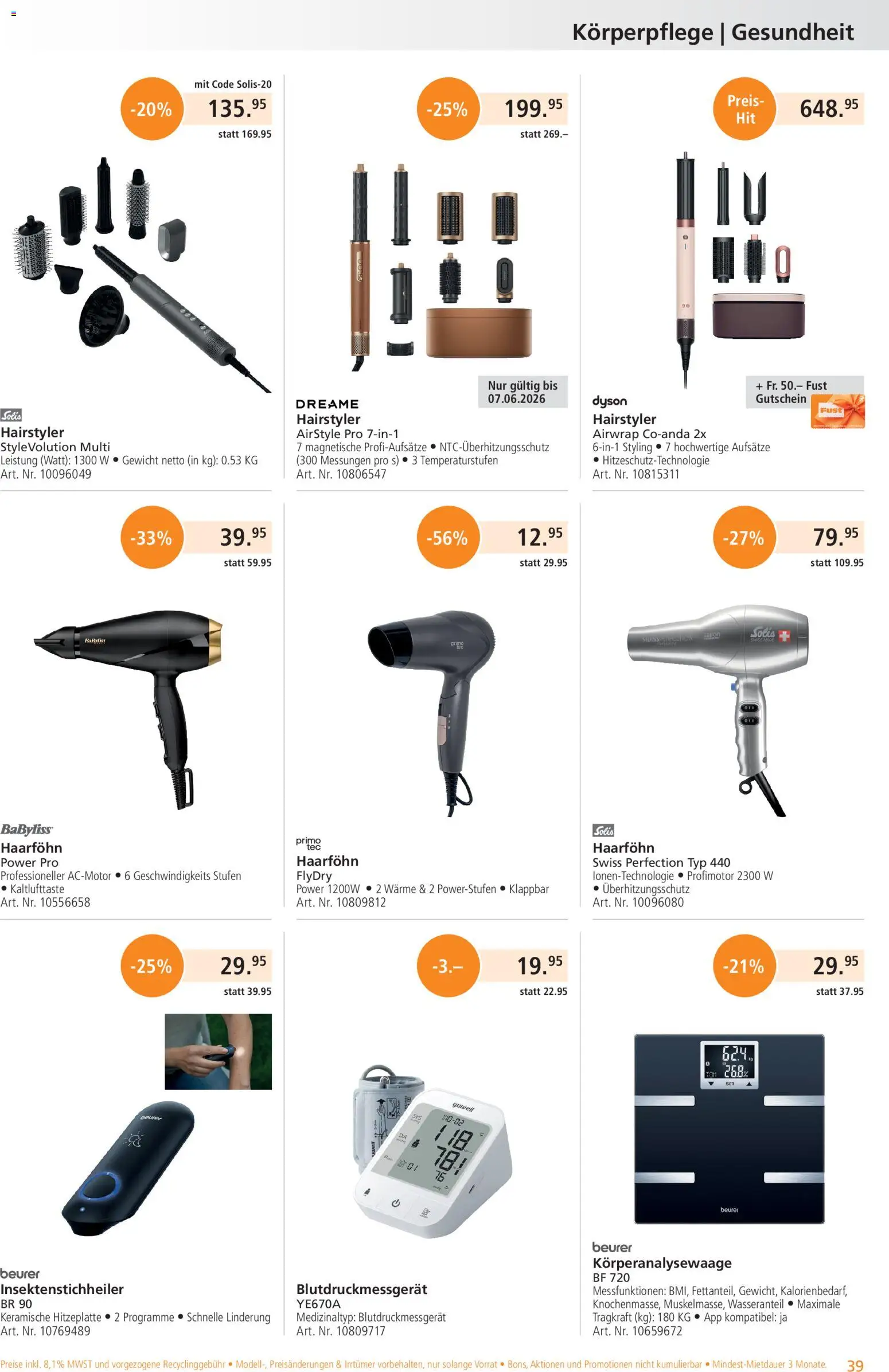 Fust aktionen – gültig ab 26.05.2026 | Seite: 39 | Produkte: Haarföhn, Gewicht, Dyson