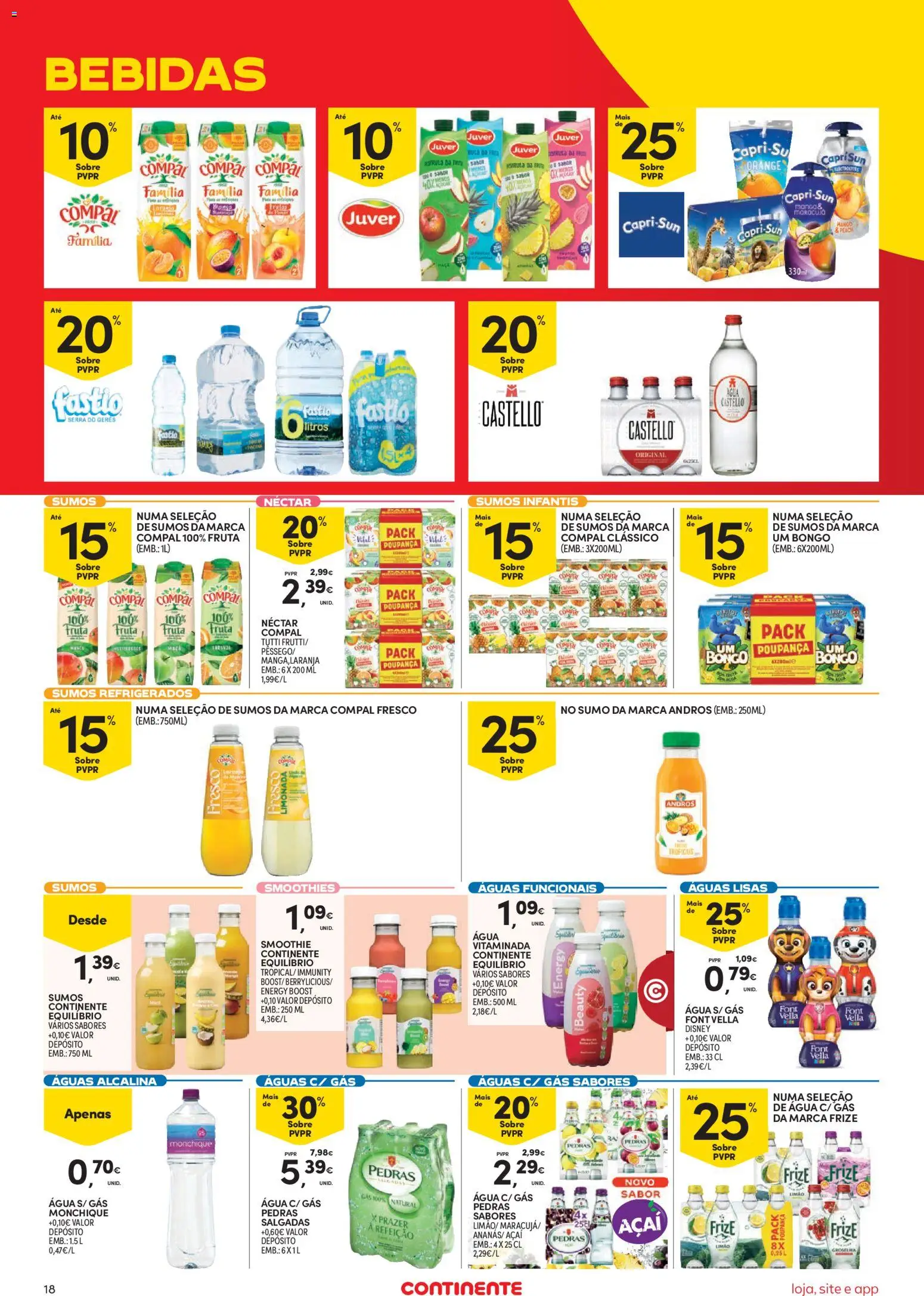 Continente Semanal Continente Bom Dia │ válido de 15/09/2026 | Página: 18 | Produtos: Açai, Bebidas, Sumo, Limonada