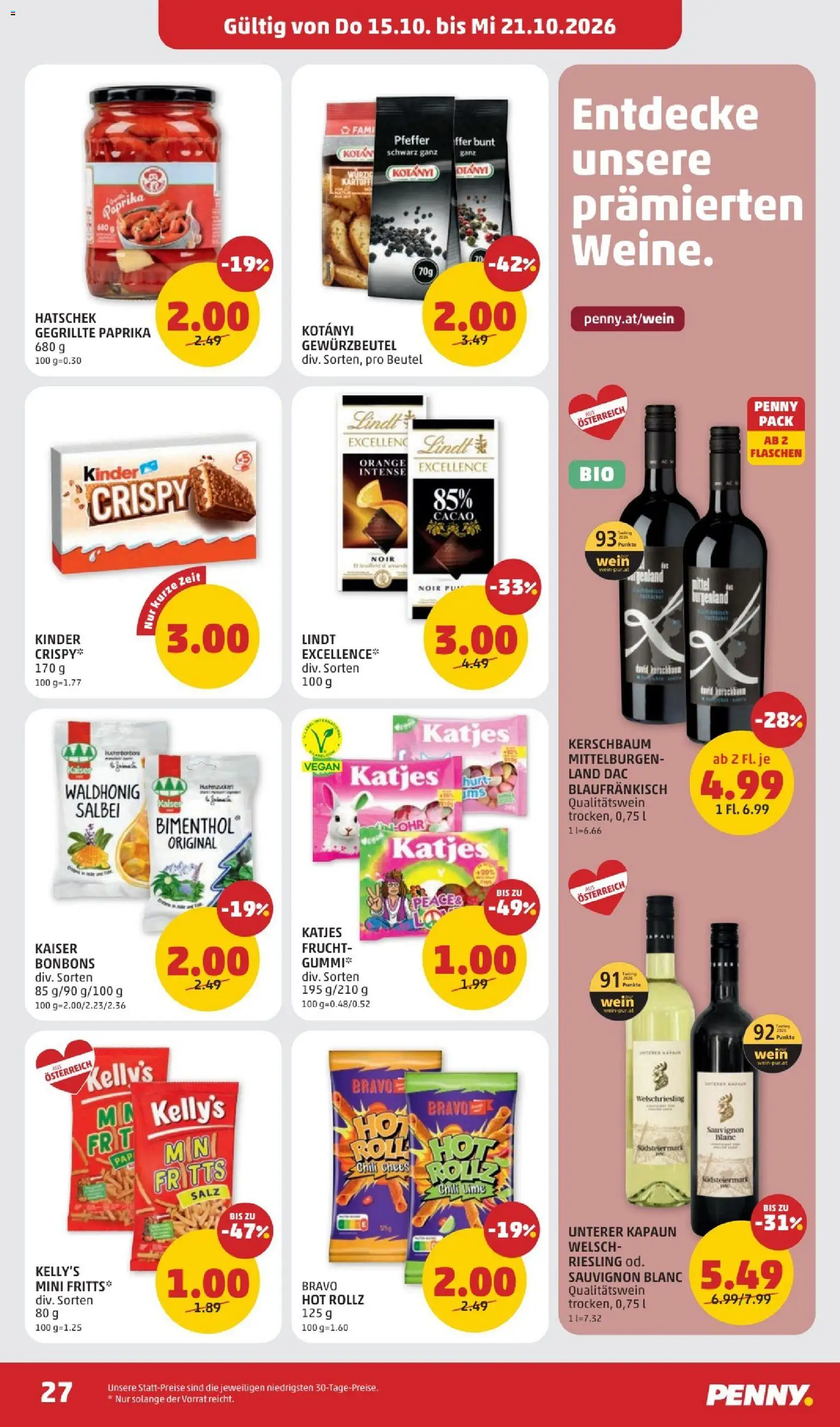 Penny Markt Flugblatt gültig ab 15.10.2026 | Seite: 29 | Produkte: Salz, Pfeffer, Chili, Wein