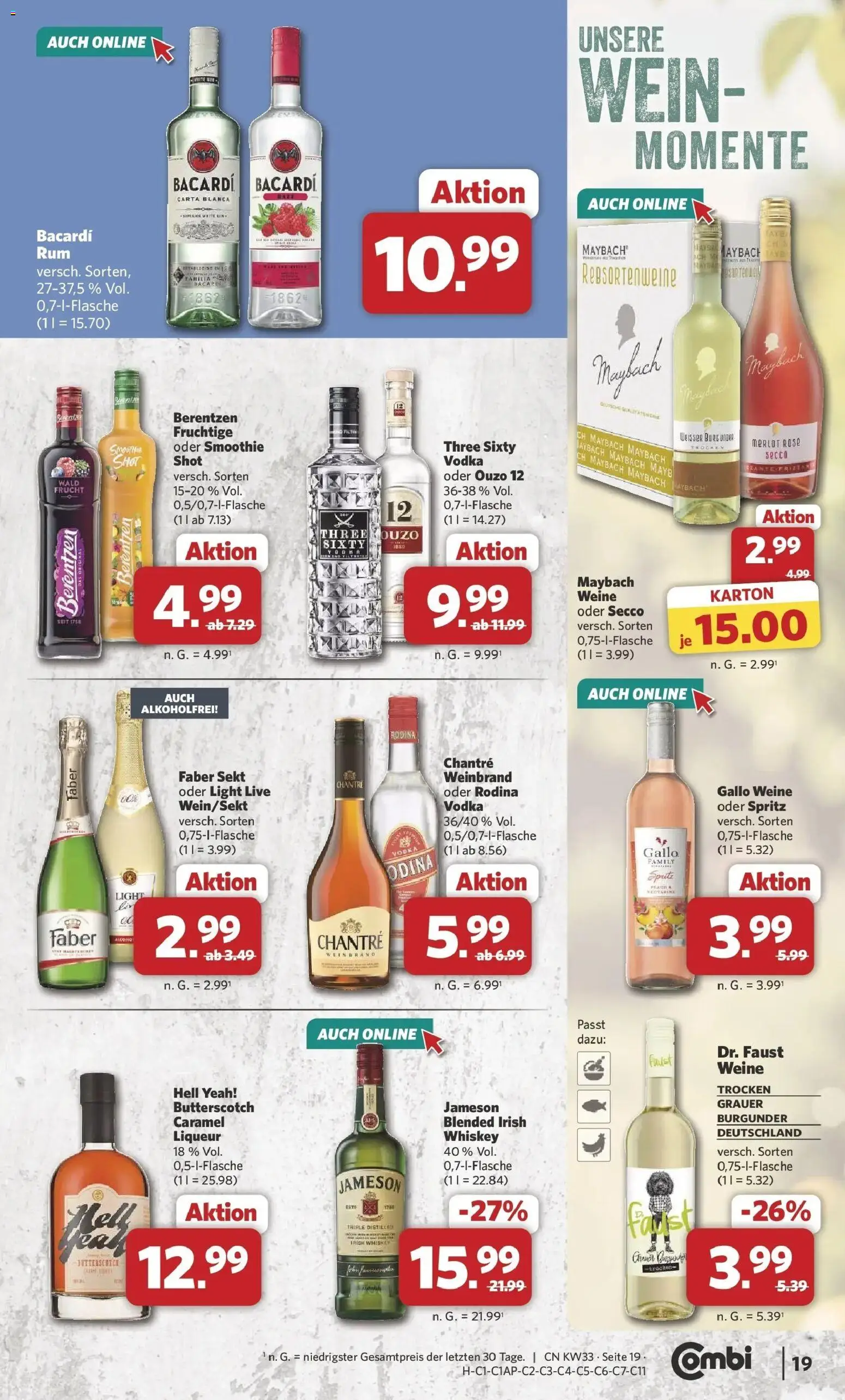 Combi Prospekt Dülmen (ab 10.08.2026) zum Blättern | Seite: 23 | Produkte: Bacardi, Ouzo 12, Sekt, Chantré