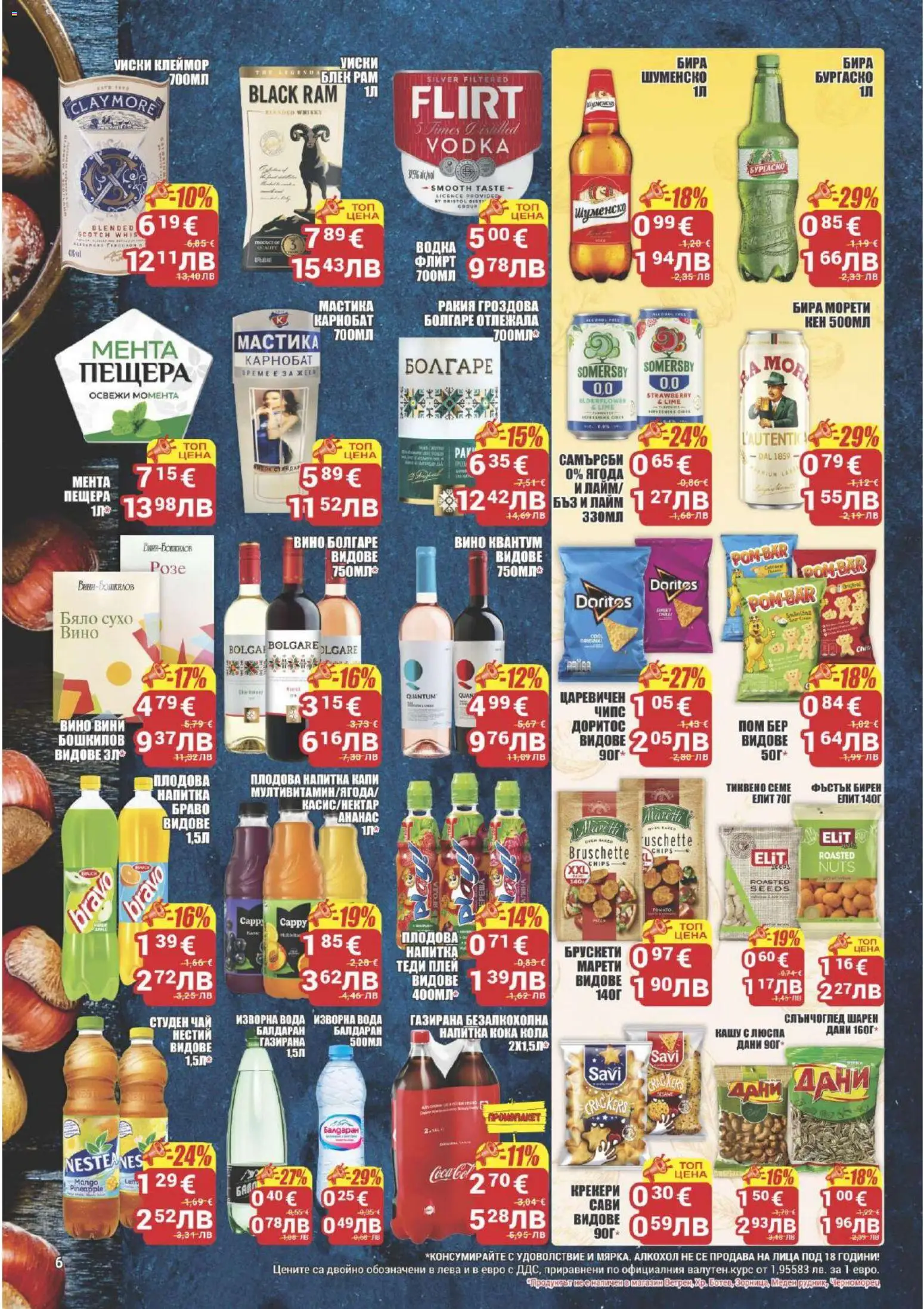 {H1} | Страница: 6 | Продукти: Уиски, Вода, Бира, Кашу