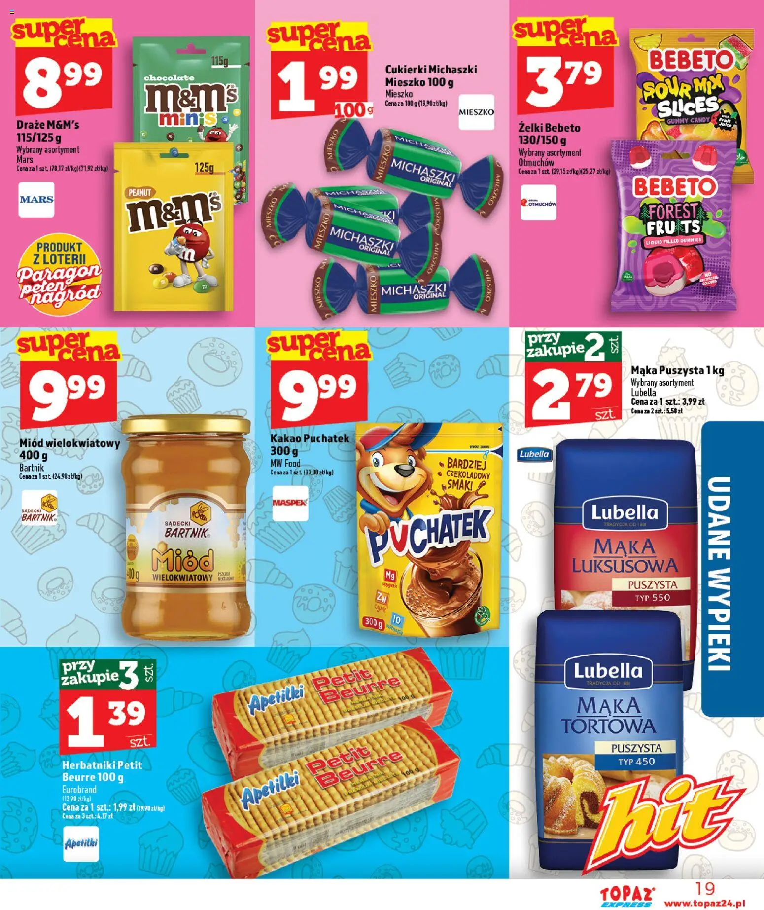 Topaz gazetka - Express od 03.09.2026 | Strona: 19 | Produkty: Miód, Kakao, M&M's, Cukierki