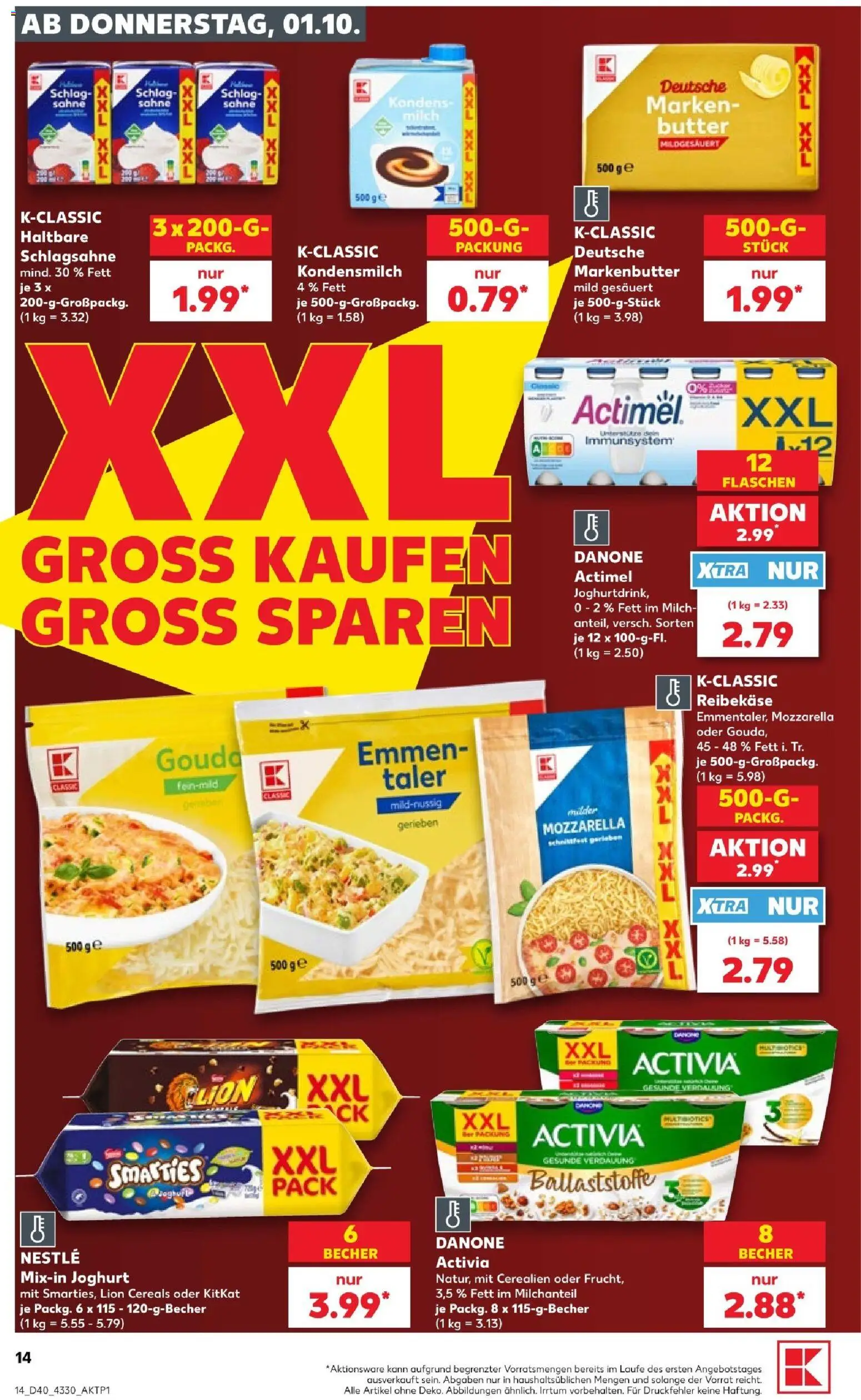 Kaufland Prospekt Frankfurt (Oder) – gültig ab 01.10.2026 | Seite: 18 | Produkte: Butter, Joghurt, Mozzarella, Reibekase