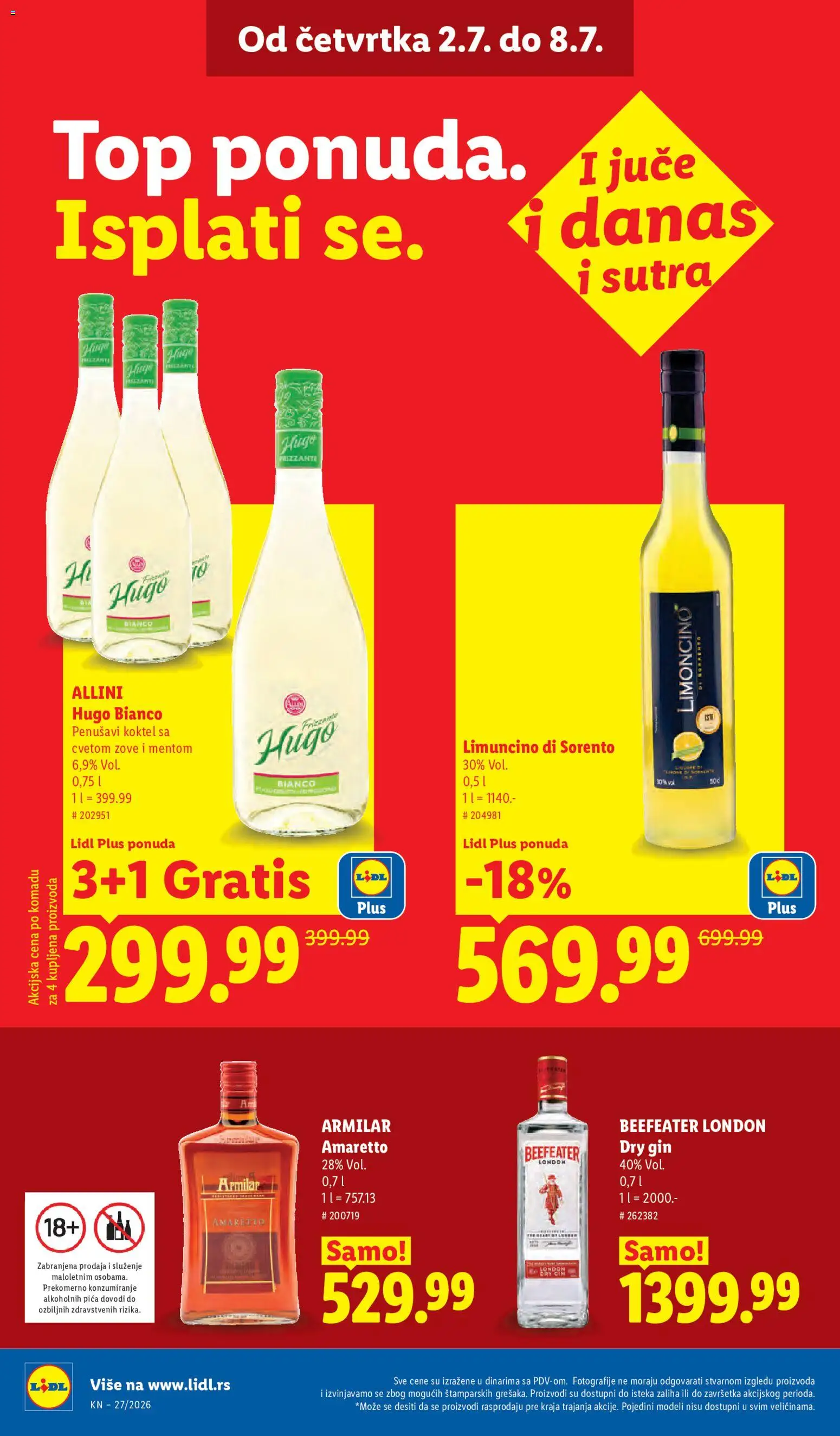 Lidl katalog - važi od 02.07.2026 | Strana: 32 | Proizvode: Dry gin, Gin, Pica, Hugo