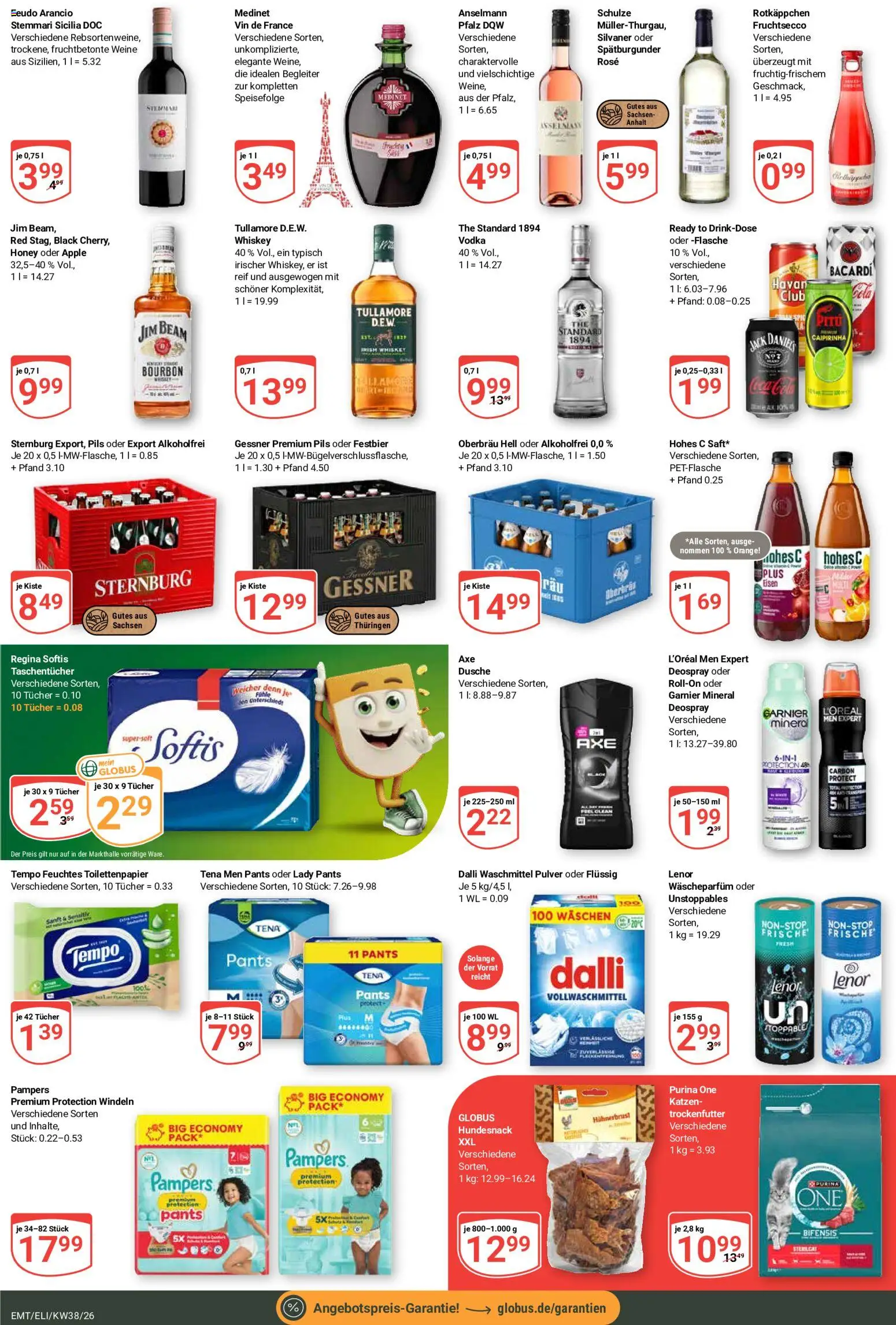 Globus Prospekt Erfurt – gültig ab 14.09.2026 | Seite: 4 | Produkte: Lenor, Dusche, Deospray, Whiskey