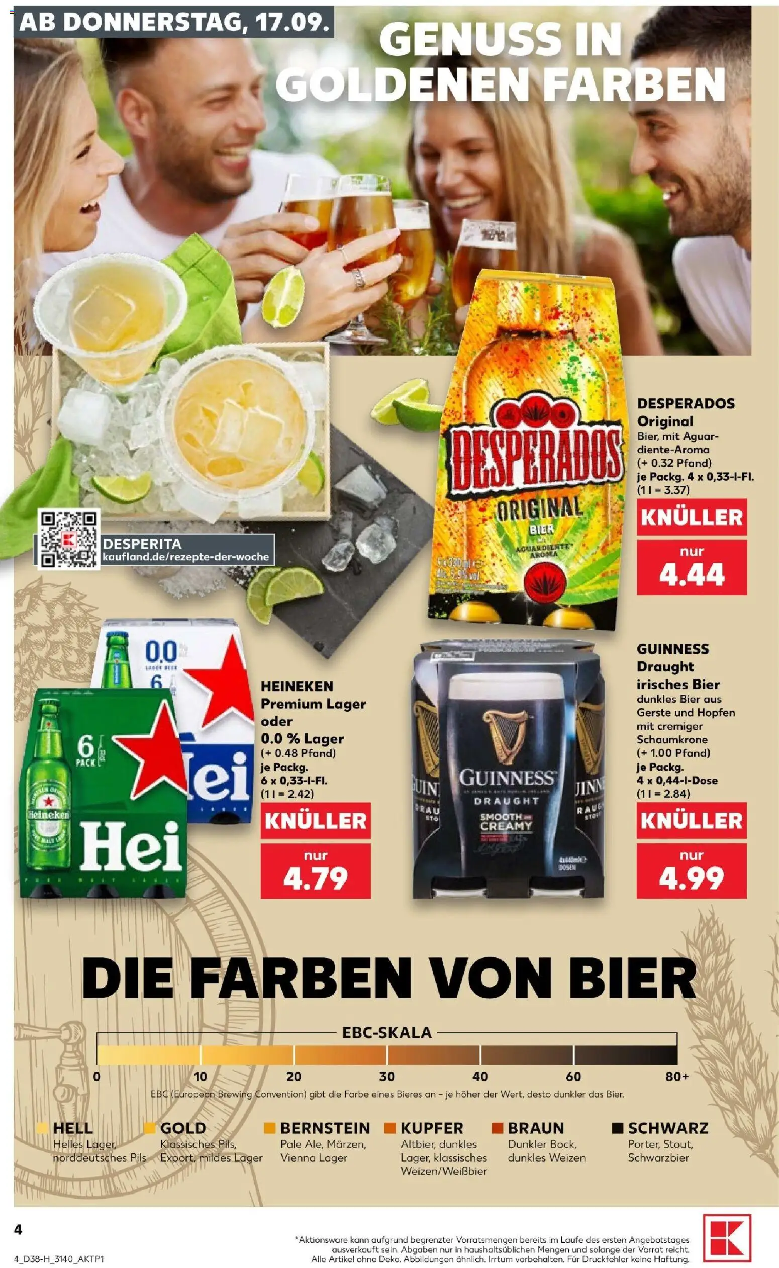Kaufland Prospekt Leipzig – gültig ab 17.09.2026 | Seite: 4 | Produkte: Bier, Pils, Heineken, Desperados