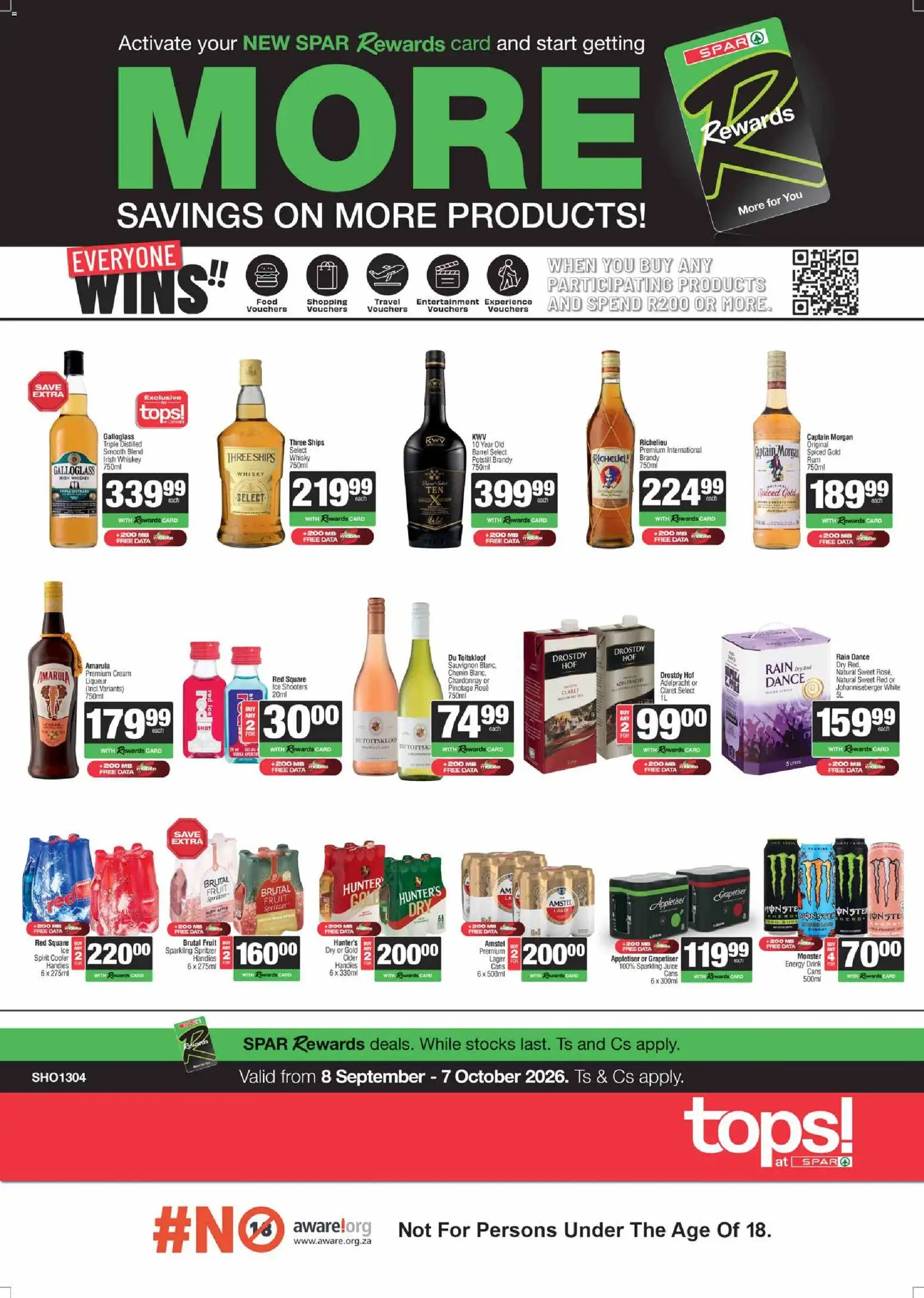 New Tops at Spar catalogue – valid from 08/09/2026 | Page: 1 | Products: Data, Brandy, Cider, Cooler