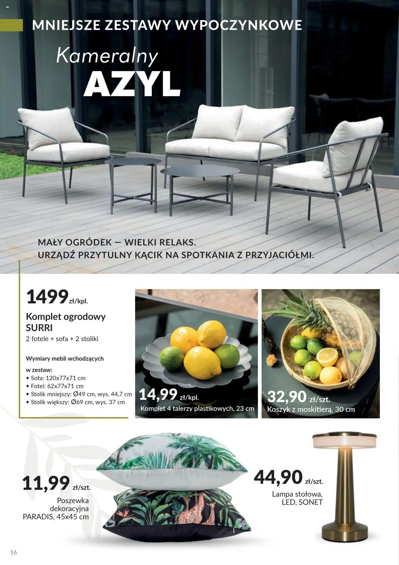 Salony Agata Gazetka - Ogród od 26.05.2025 | Strona: 16 | Produkty: Sofa, Fotel, Lampa
