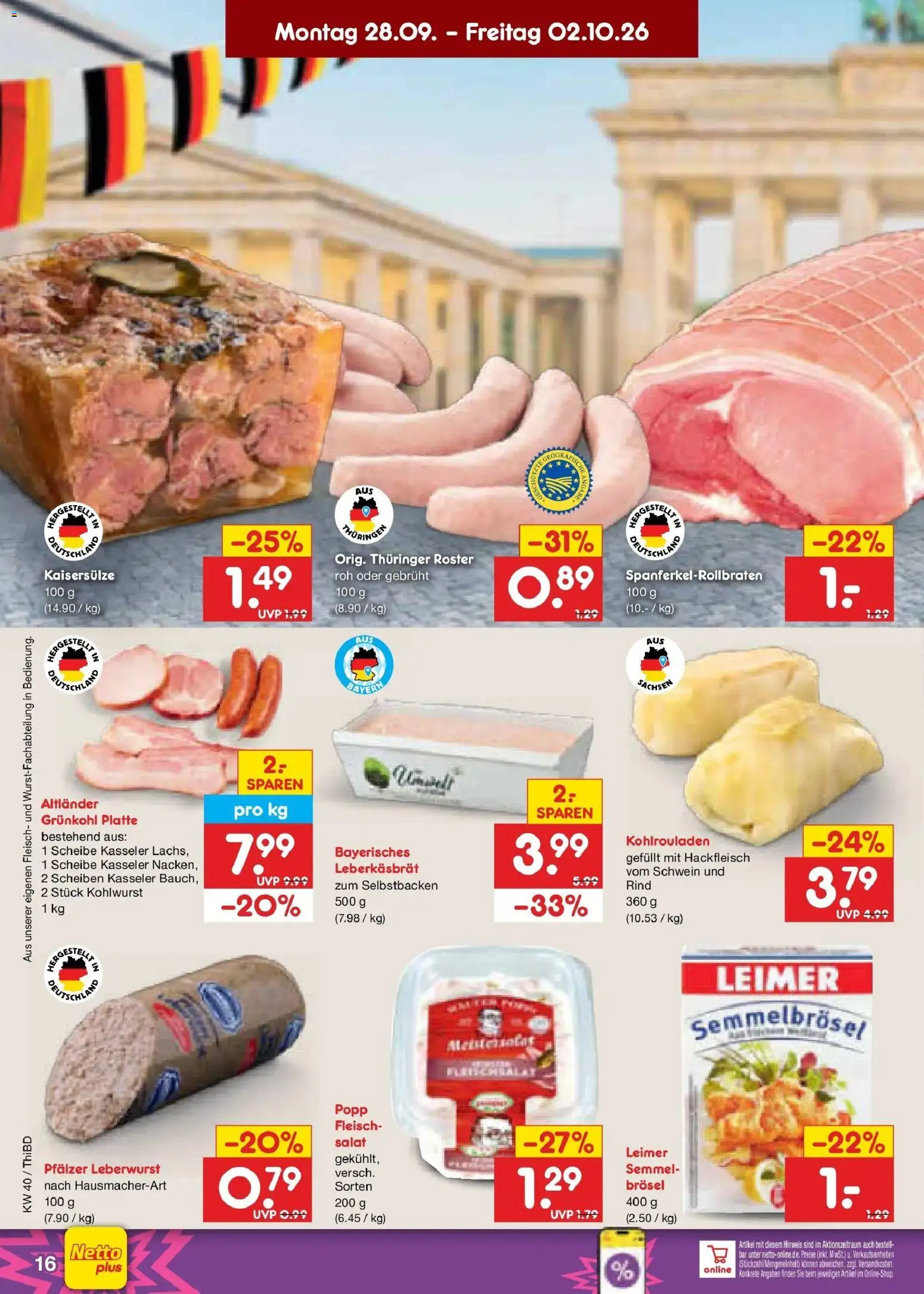 Netto Marken-Discount Prospekt Thiendorf – gültig ab 28.09.2026 | Seite: 22 | Produkte: Fleisch, Salat, Hackfleisch