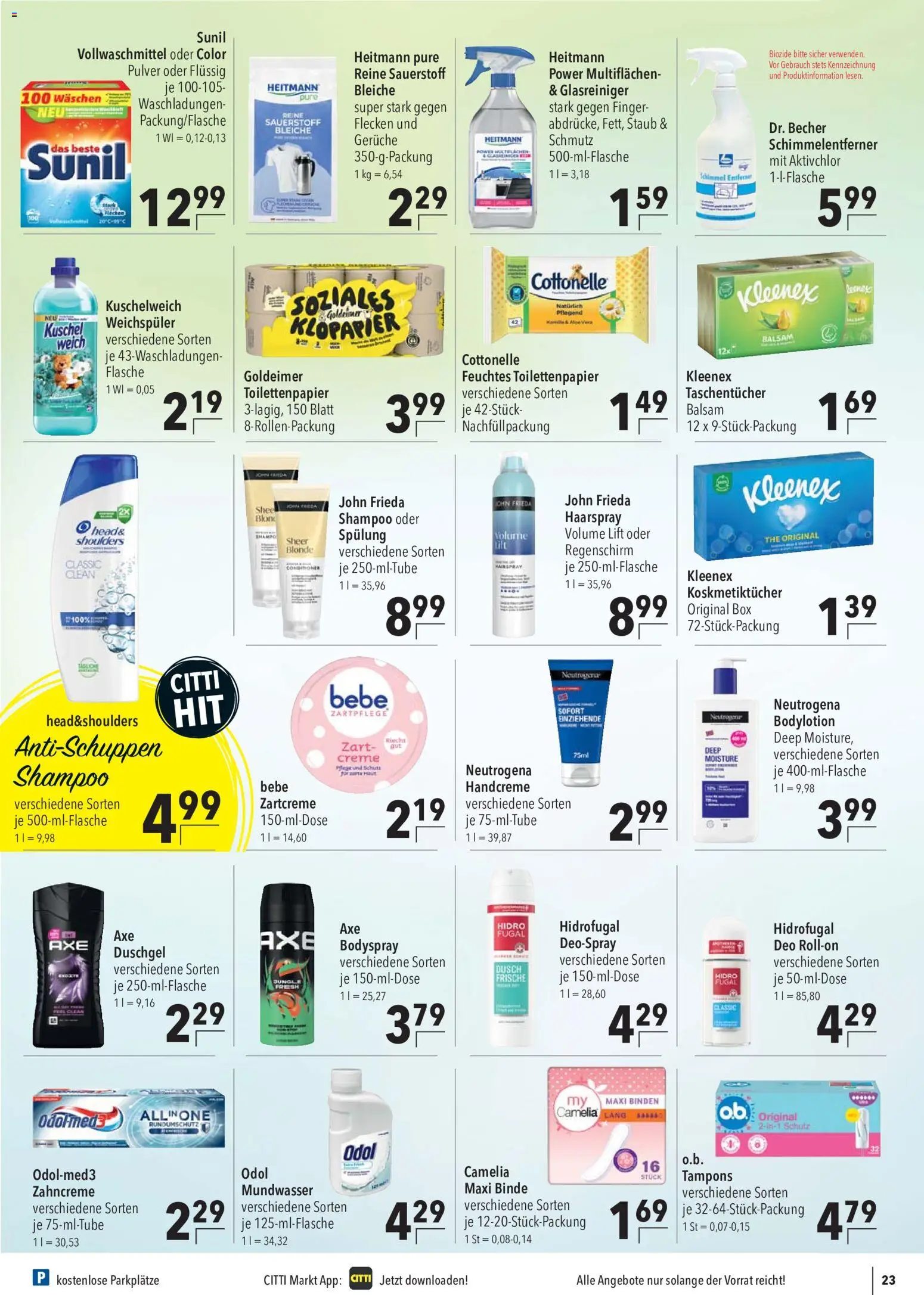 CITTI Markt Prospekt – gültig ab 30.09.2026 | Seite: 23 | Produkte: Creme, Handcreme, Regenschirm, Toilettenpapier