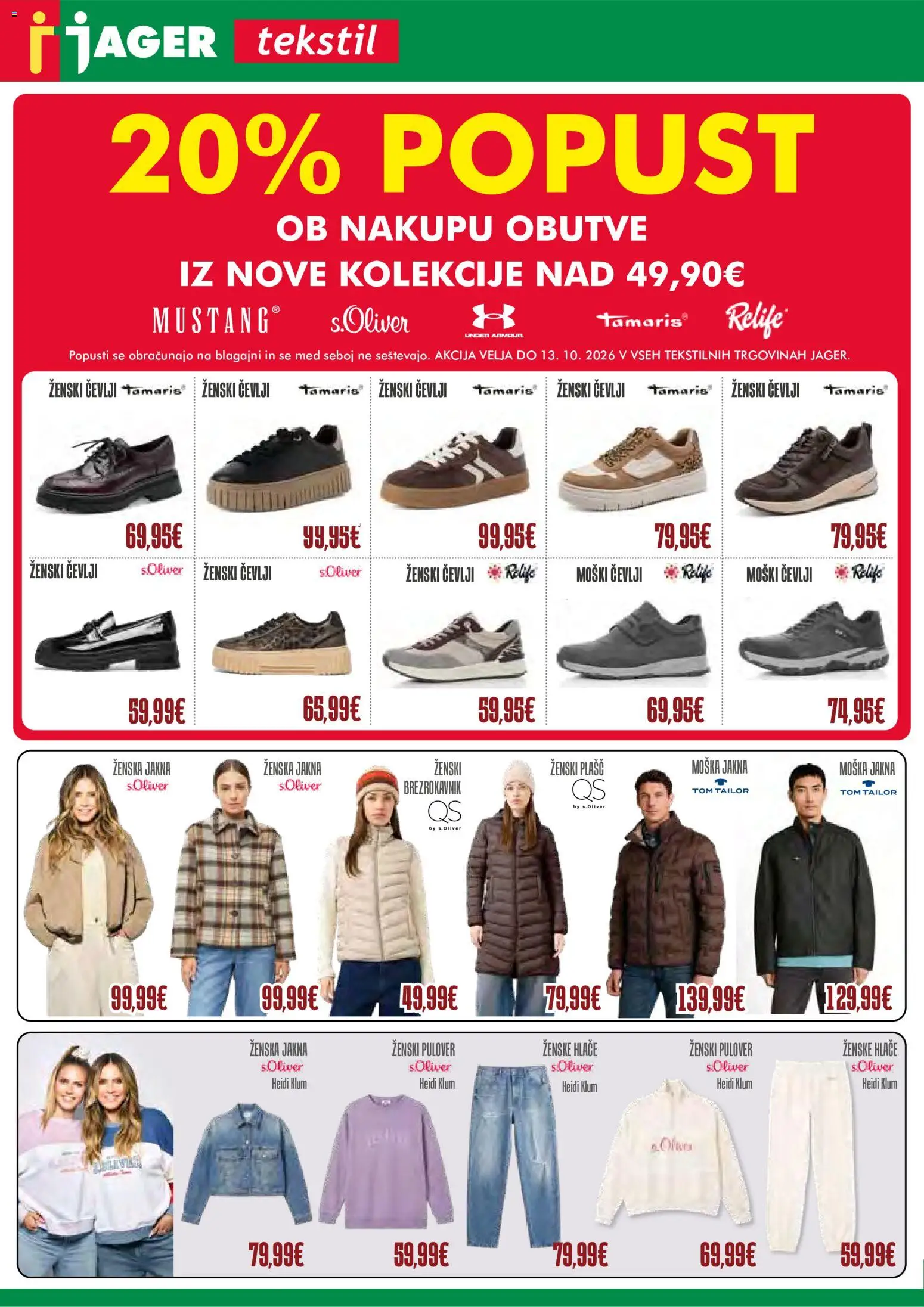 Novi Jager katalog ponudbe – veljaven od 07.10.2026 | Stran: 1 | Izdelki: Med, Pulover, Jakna, Cevlji