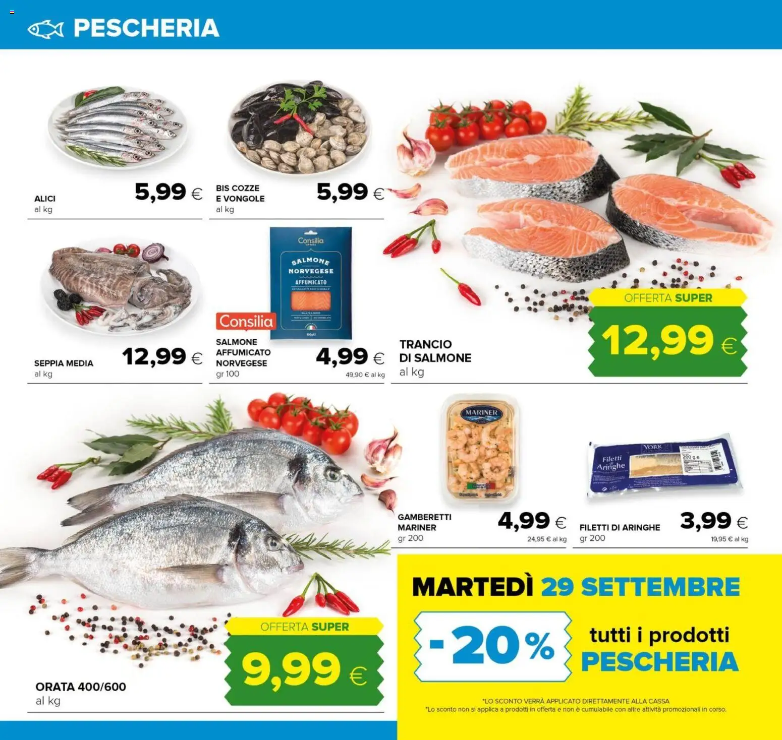 Volantino Oasi del 25/09/2026 | Pagina: 8 | Prodotti: Salmone, Cozze, Alici, Gamberetti