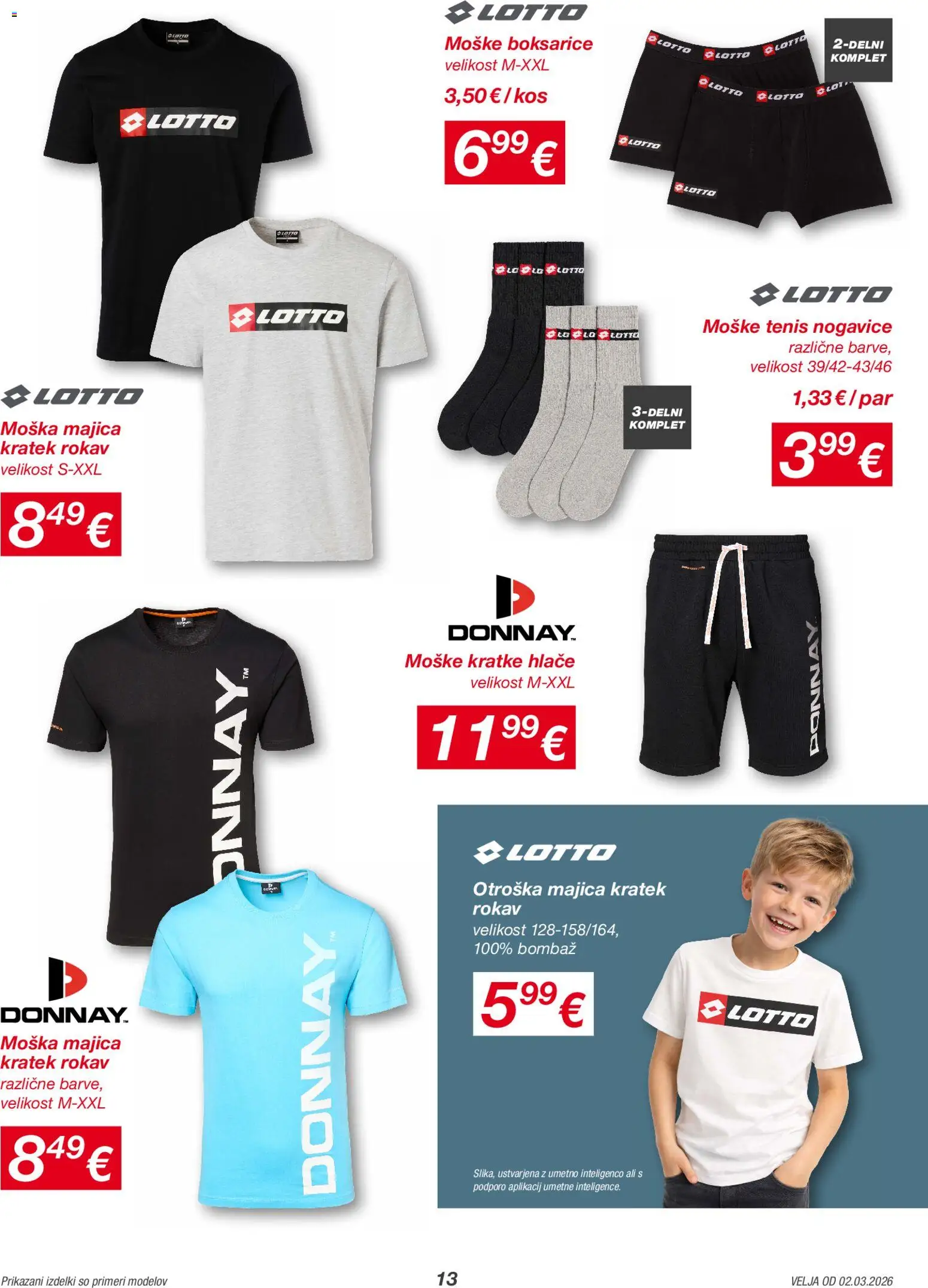 Novi Kik katalog ponudbe – veljaven od 02.03.2026 | Stran: 13 | Izdelki: Majica, Hlace, Kratke hlace, Nogavice