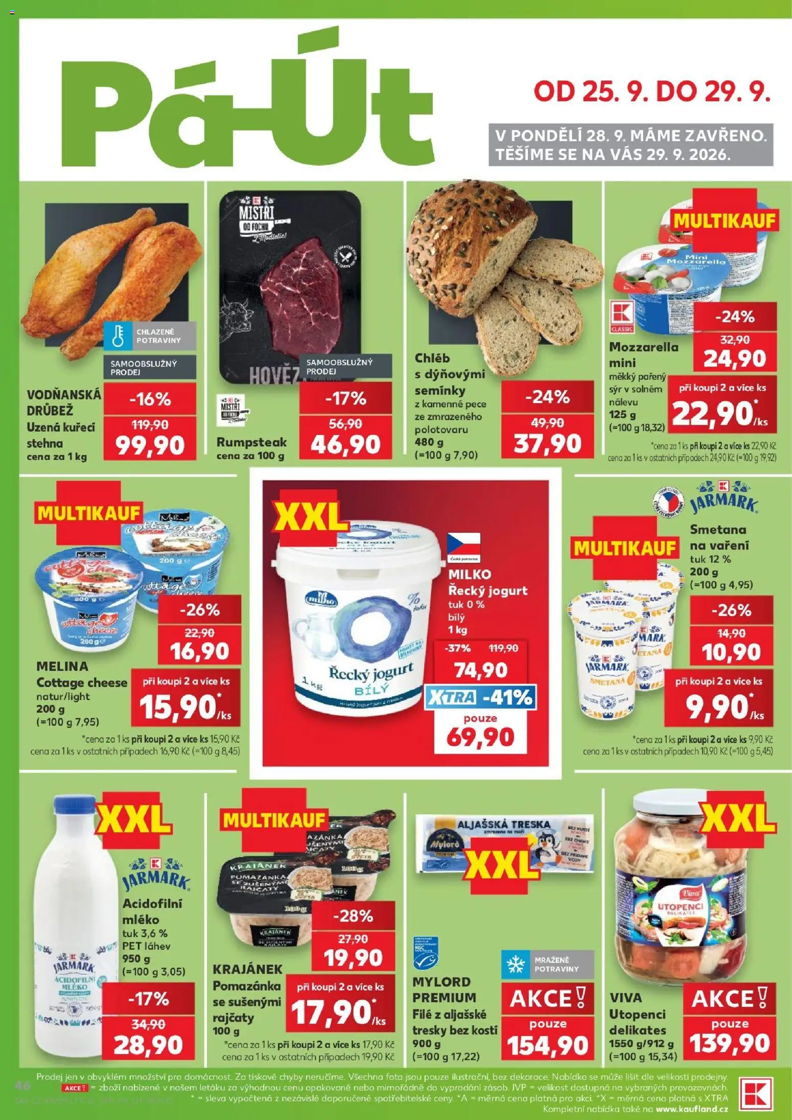 Kaufland leták - Kolín od 23.09.2026 | Strana: 46 | Produkty: Rump steak, Smetana na vaření, Láhev, Cottage