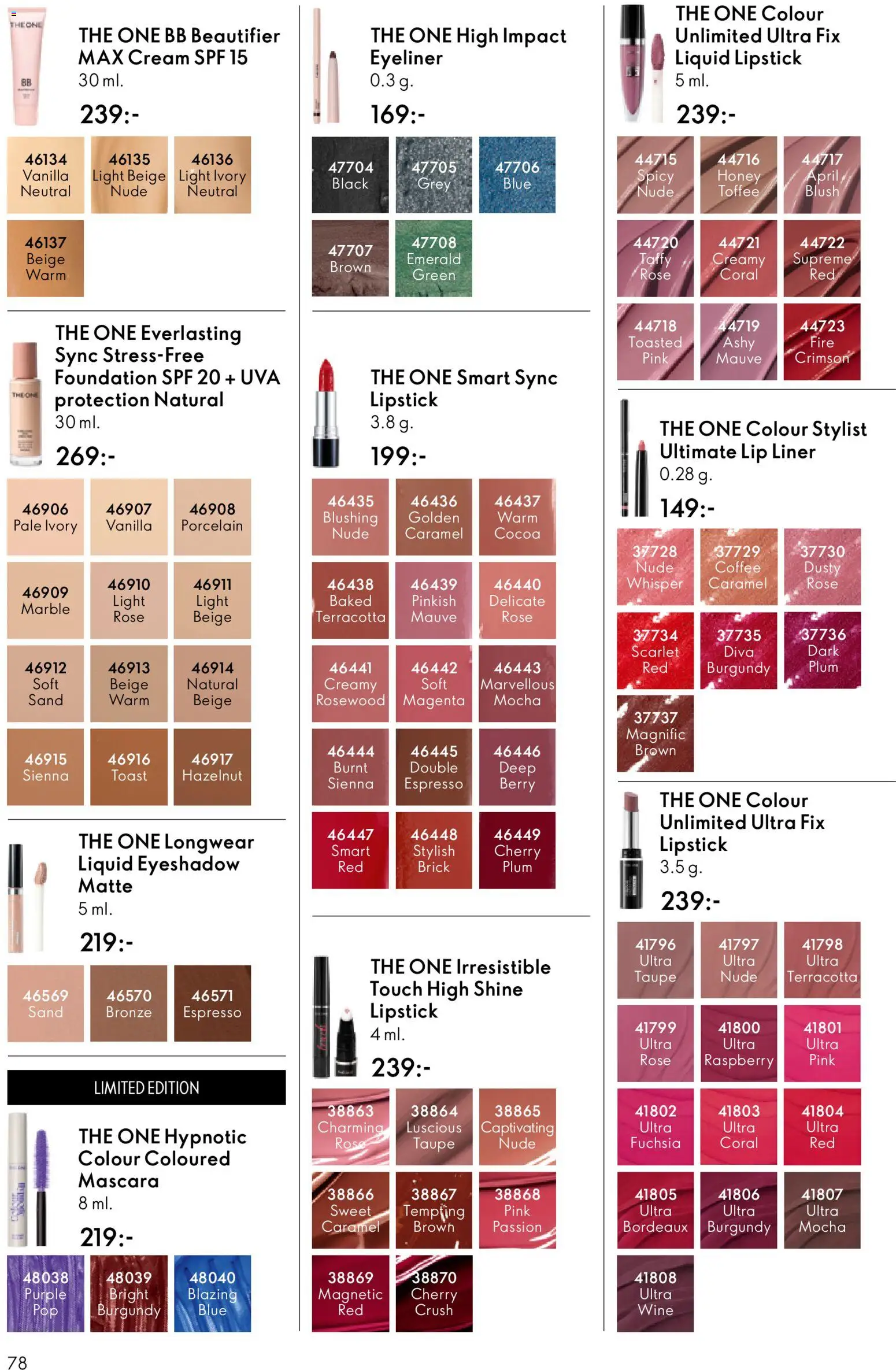 Oriflame reklamblad aktuell från 03.06.2026 | Sida: 78 | Produkter: BB cream, Eyeliner, Pump, Foundation