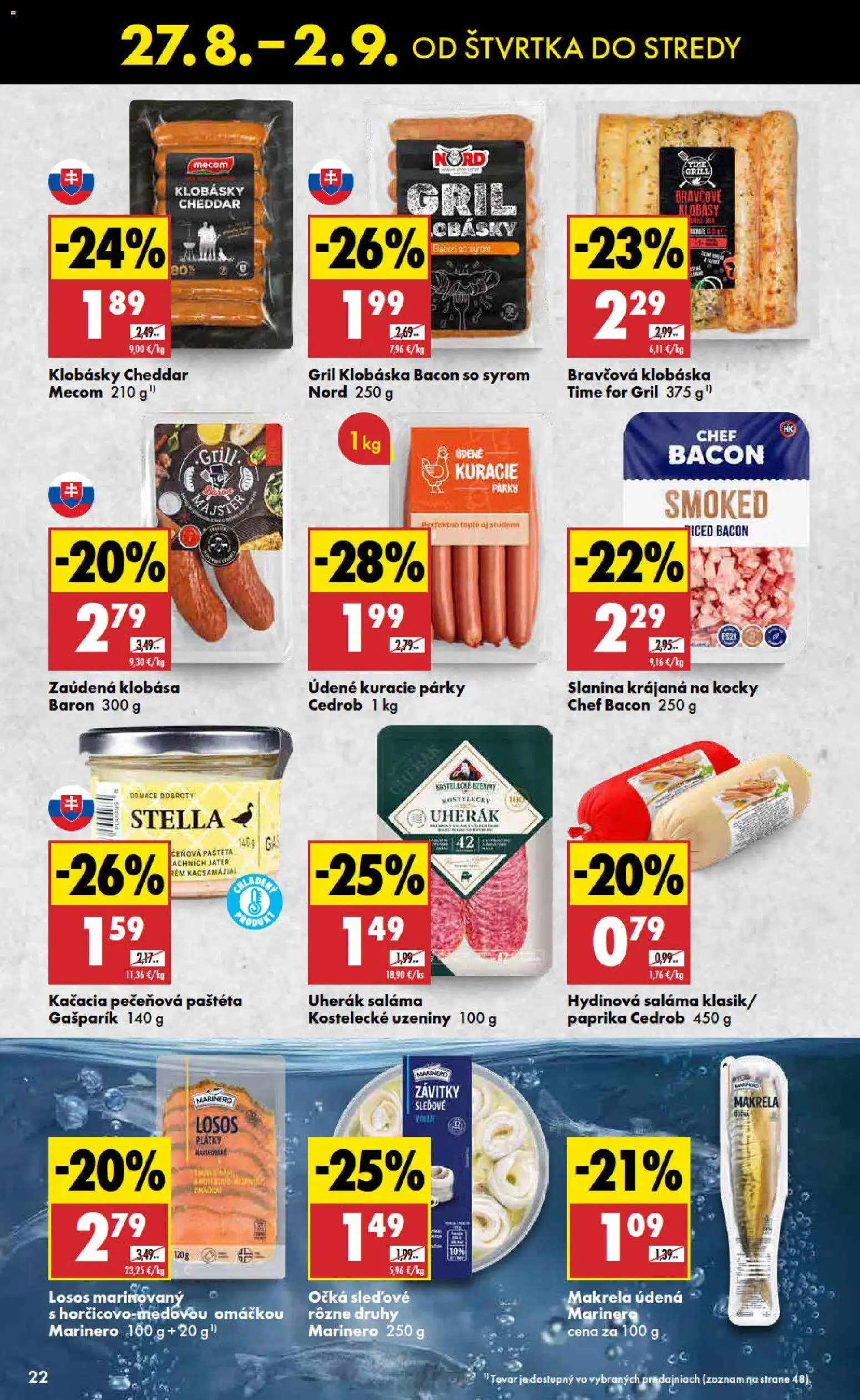 Nové Biedronka akcie – leták je platný od 27.08.2026 | Strana: 22 | Produkty: Gril, Slanina, Paštéta