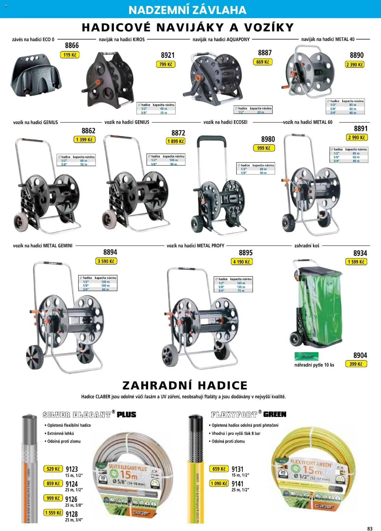 Hecht katalog - Léto - podzim 2026 od 21.08.2026 | Strana: 83 | Produkty: Závěs, Zahradní hadice, Hadice, Koš