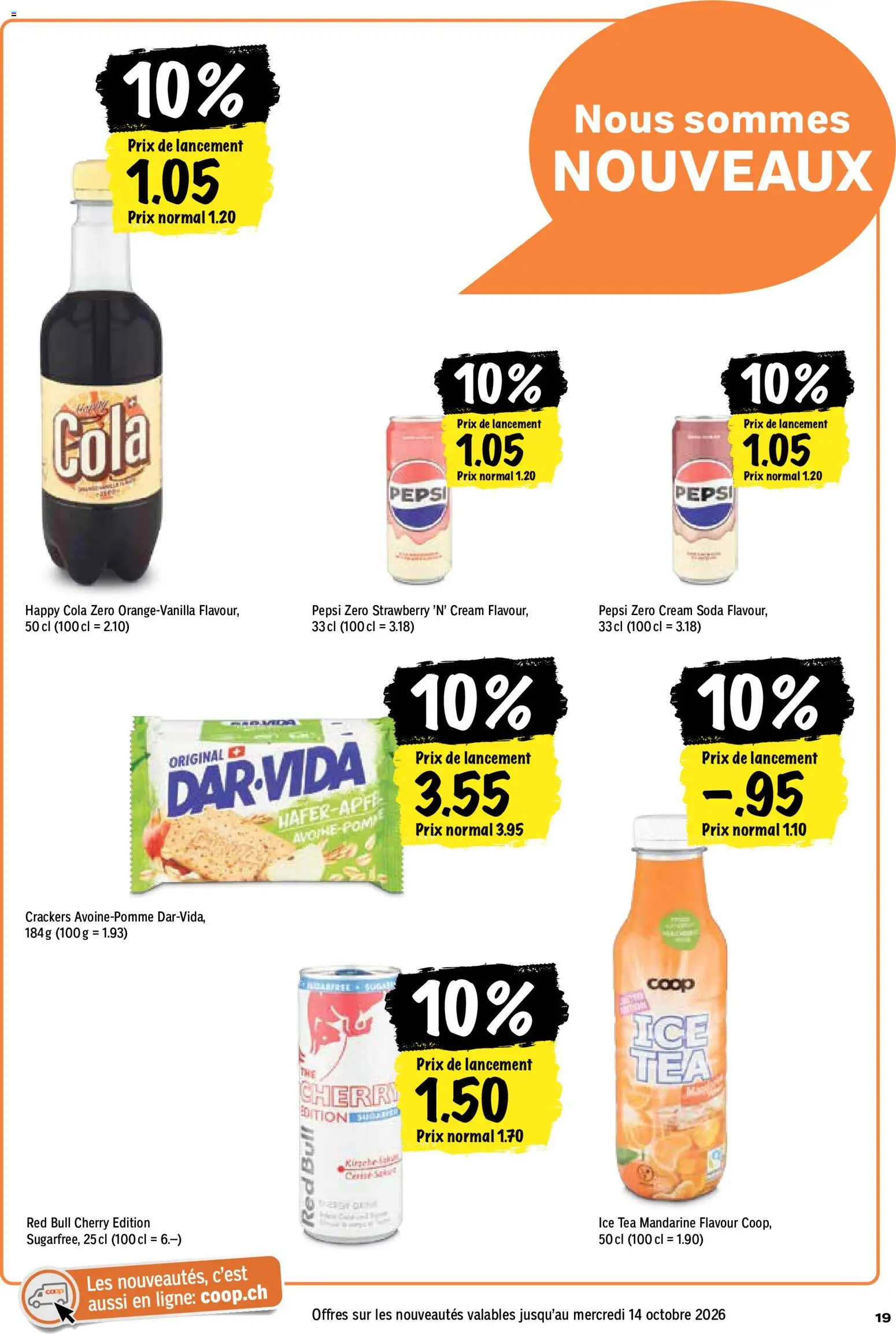 Coop aktionen FR – gültig ab 01.10.2026 | Seite: 19 | Produkte: Pepsi, Pepsi Zero, Red bull