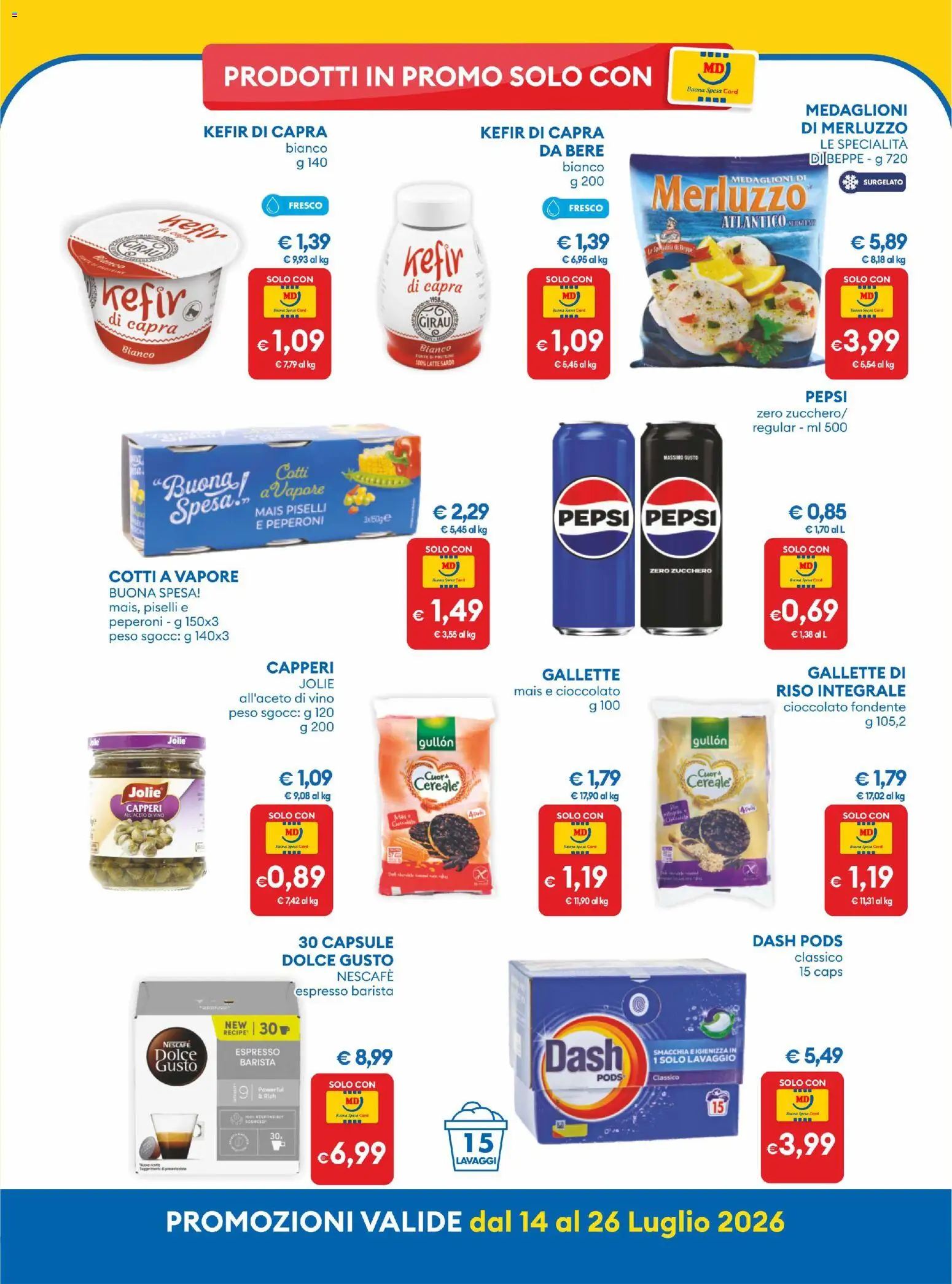 Volantino MD Discount del 14/07/2026 | Pagina: 14 | Prodotti: Cioccolato, Latte, Vino, Gallette
