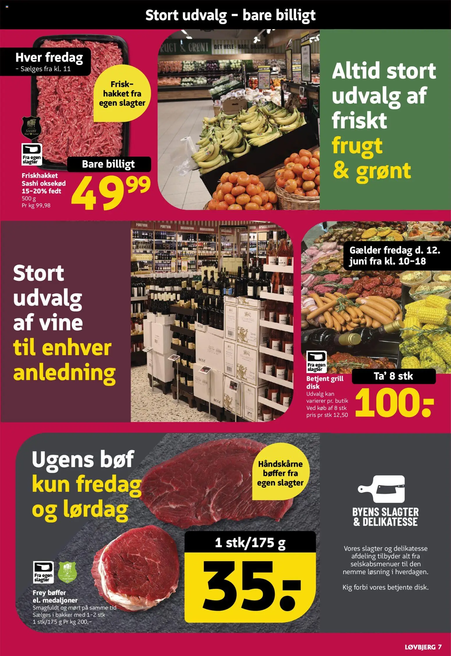Løvbjerg tilbudsavis – gyldig fra 12.06.2026 | Side: 7 | Produkter: Bøffer, Oksekød, Disk, Grill
