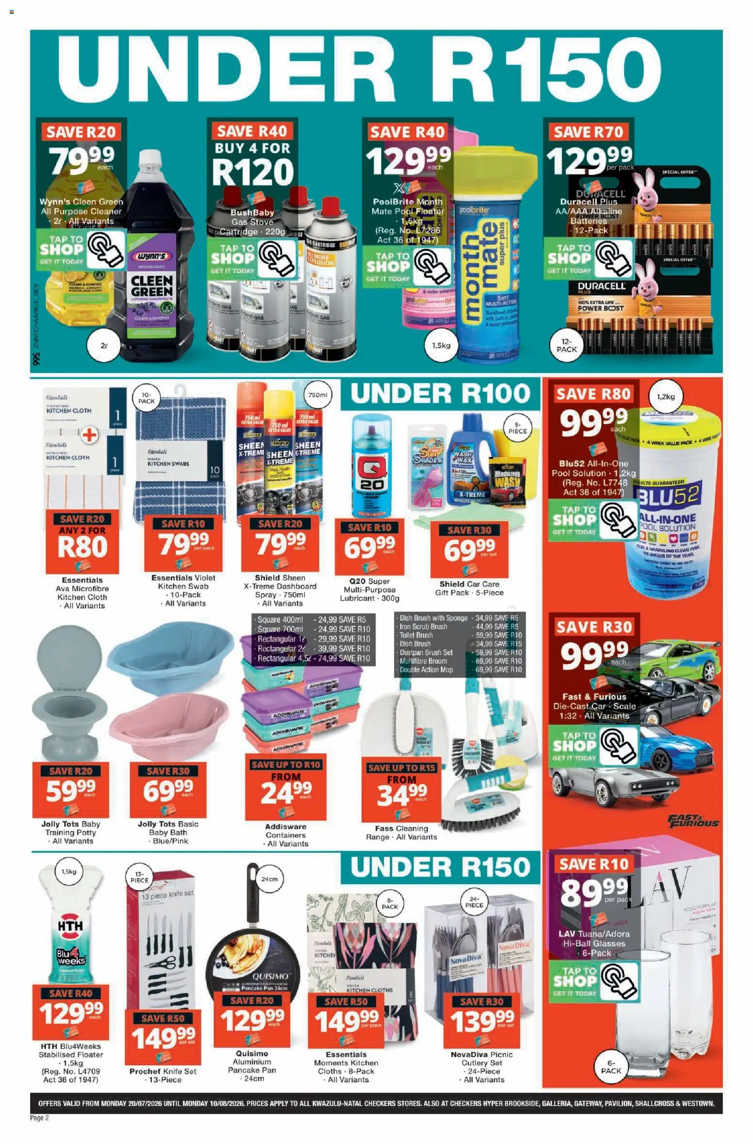 New Checkers catalogue – valid from 20/07/2026 | Page: 14 | Products: Glasses, Stove, Cleen green, Gas stove