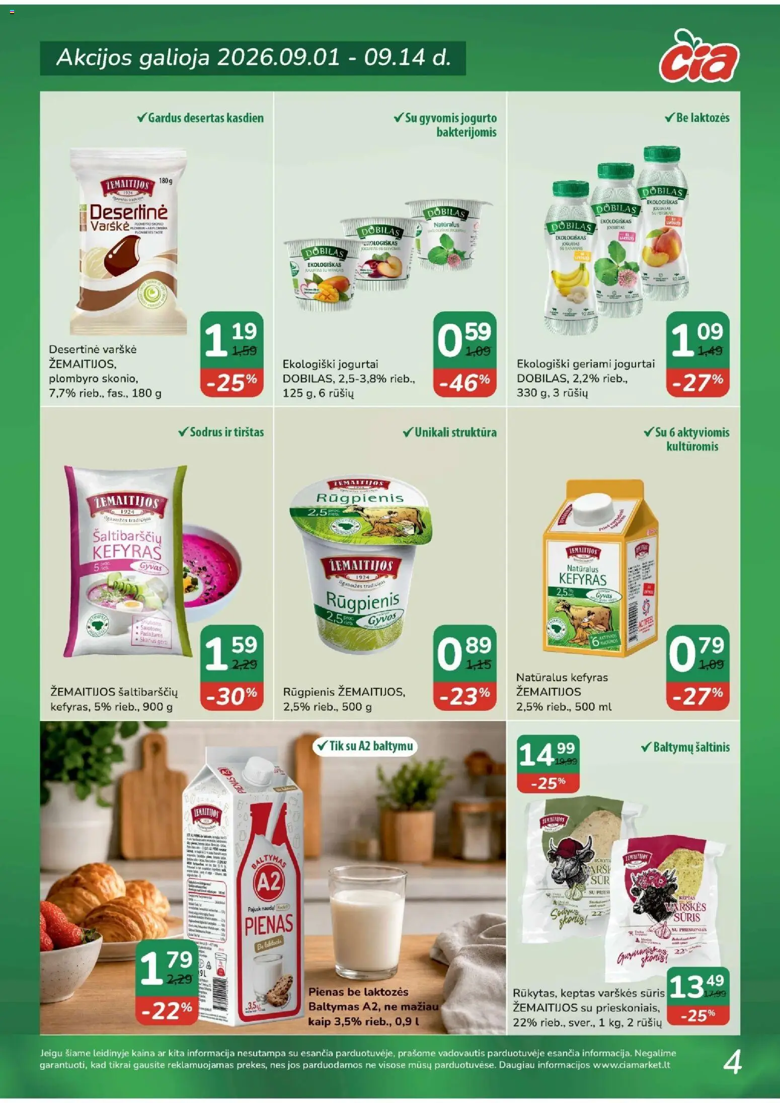 ČIA MARKET akcijos nuo 2026.09.01 | Puslapis: 4 | Prekių: Varškės sūris, Jogurtas, Sūris, Varškė