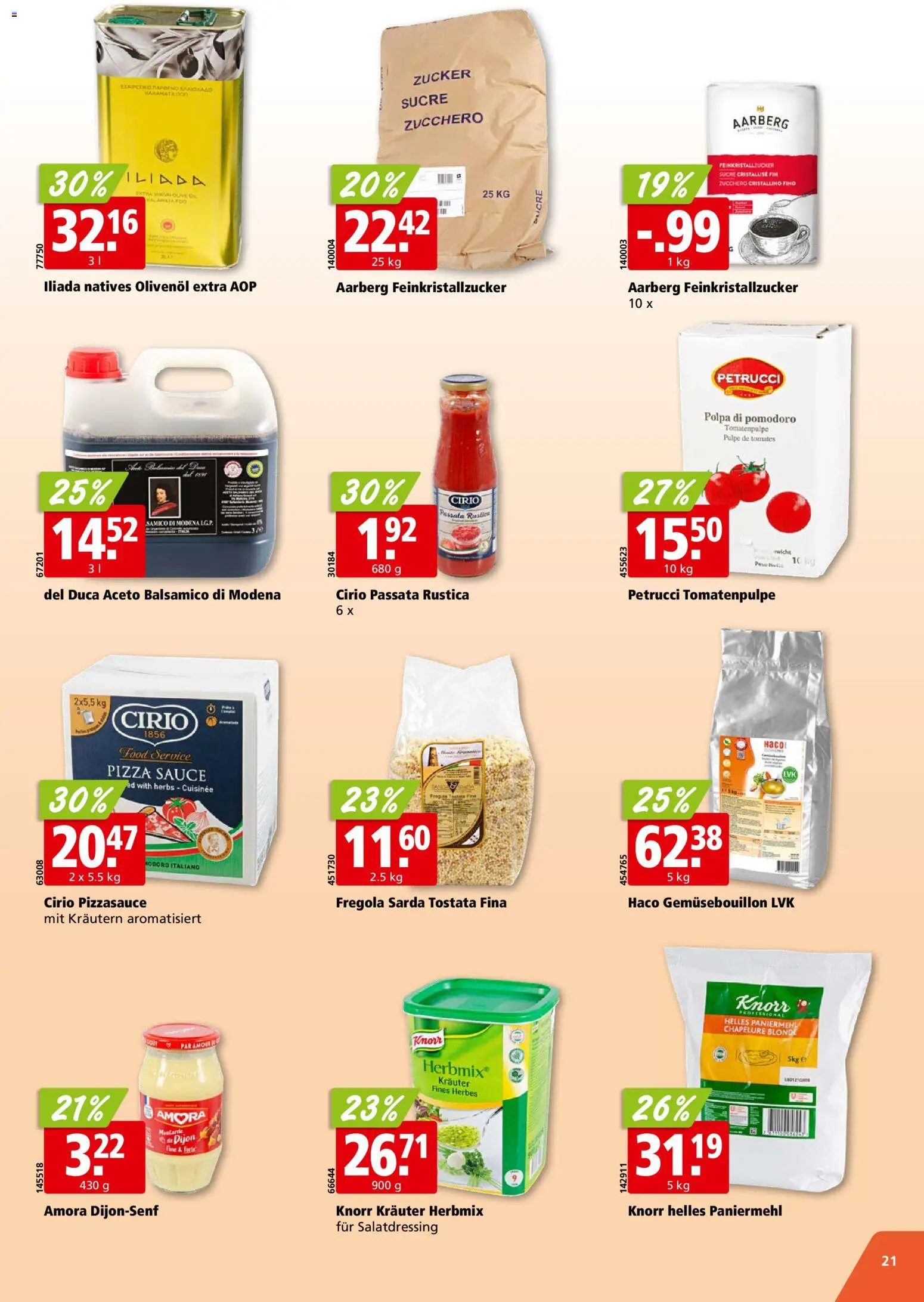 Aligro aktionen Chavannes, Matran, Genf, Sitten – gültig ab 03.08.2026 | Seite: 21 | Produkte: Balsamico, Pizza, Zucker