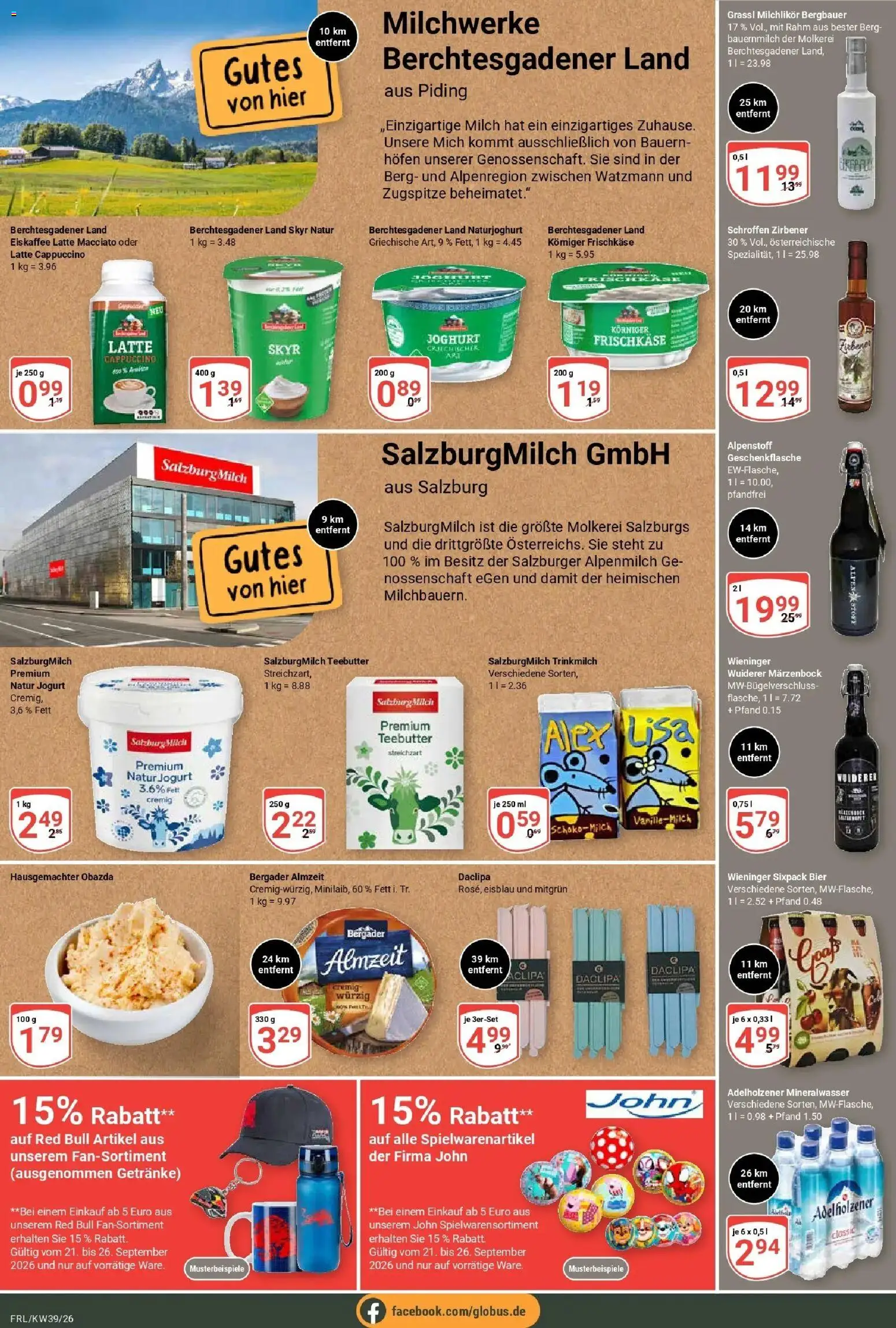 Globus Prospekt Freilassing (ab 21.09.2026) » Angebote online | Seite: 13 | Produkte: Red bull, Milch, Mineralwasser, Skyr