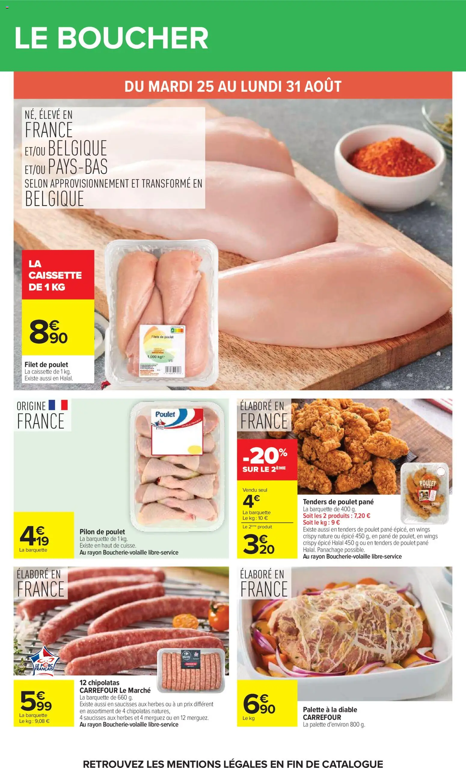 {H1} | Page: 25 | Produits: Palette à la diable, Poulet, Merguez, Porc