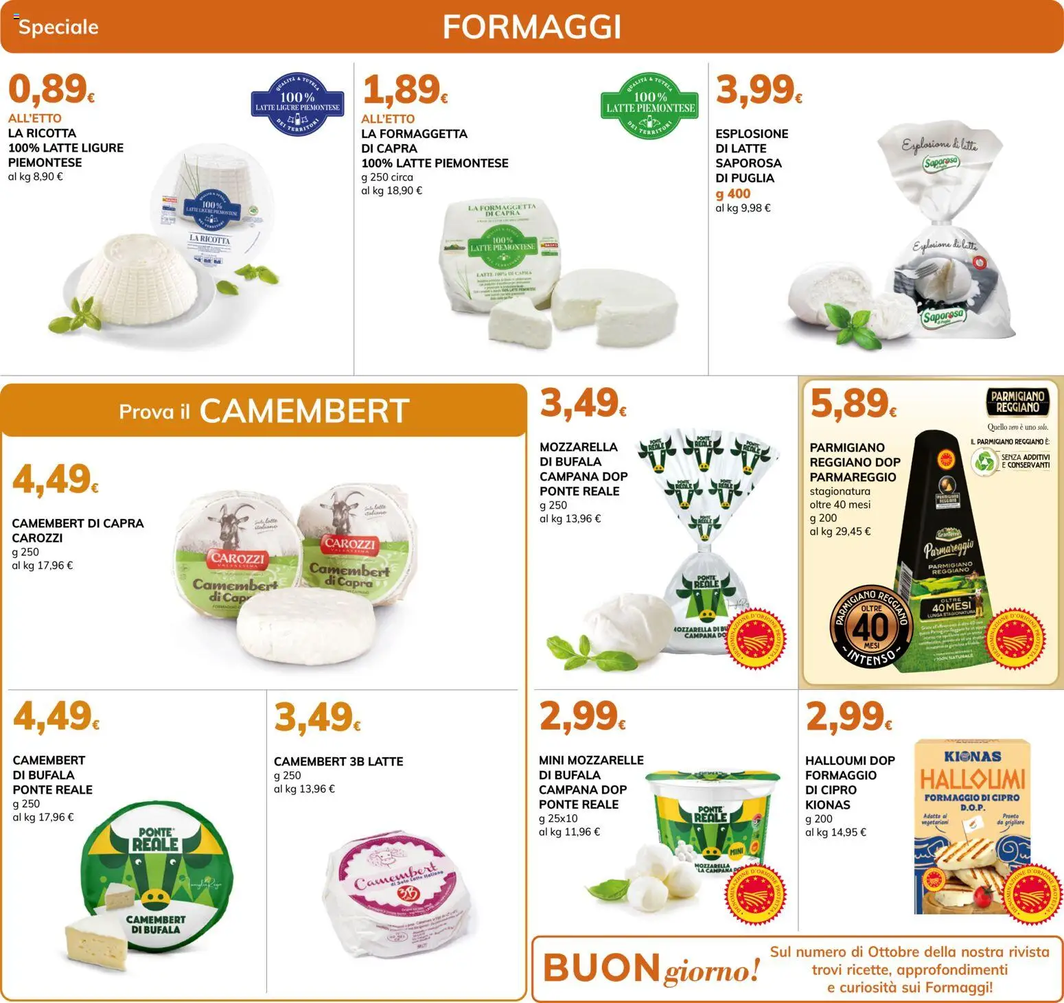 Volantino Basko del 06/10/2026 | Pagina: 3 | Prodotti: Latte, Formaggio, Parmigiano reggiano, Formaggio Halloumi