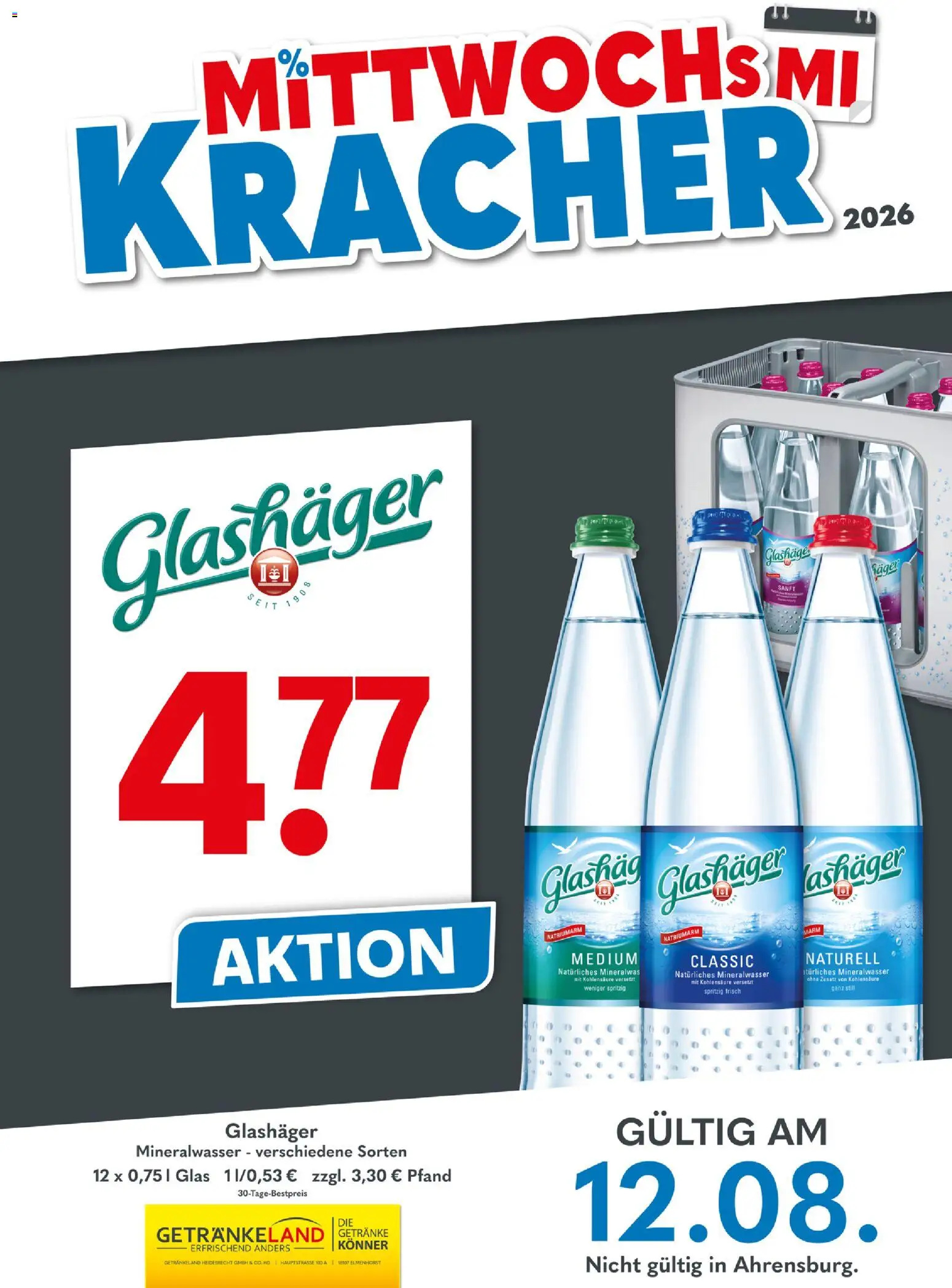 Getränkeland Mittwochs Kracher – gültig ab 12.08.2026 | Seite: 1 | Produkte: Mineralwasser