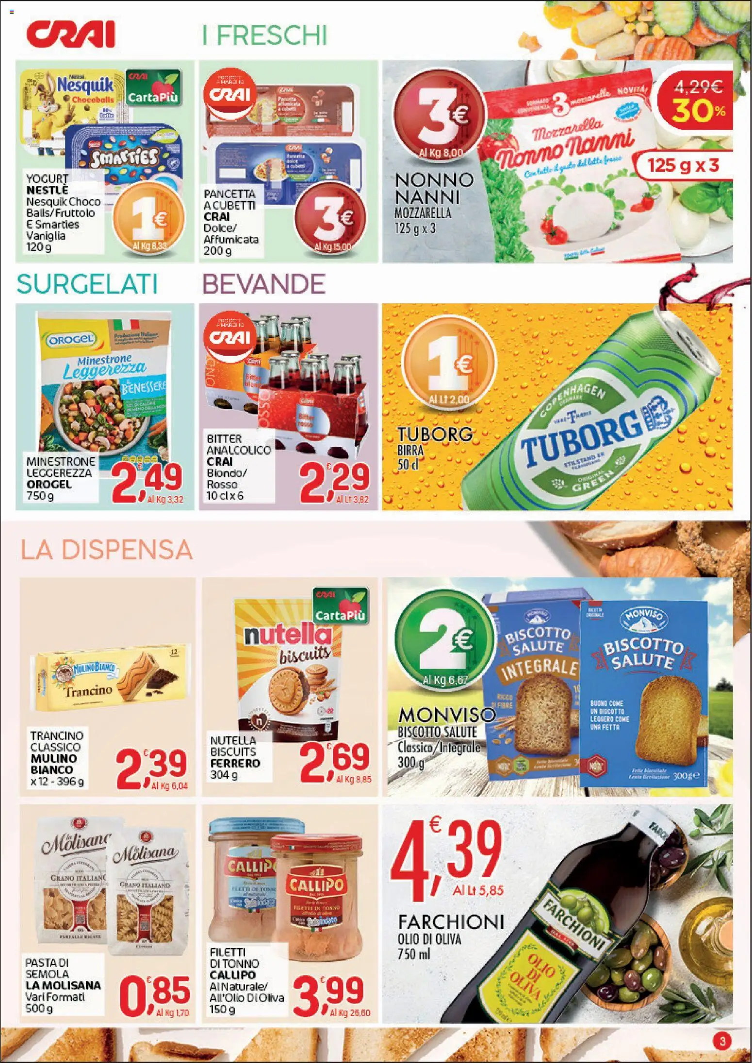 Volantino CRAI del 17/09/2026 | Pagina: 3 | Prodotti: Birra Tuborg, Minestrone, Pancetta, Olio