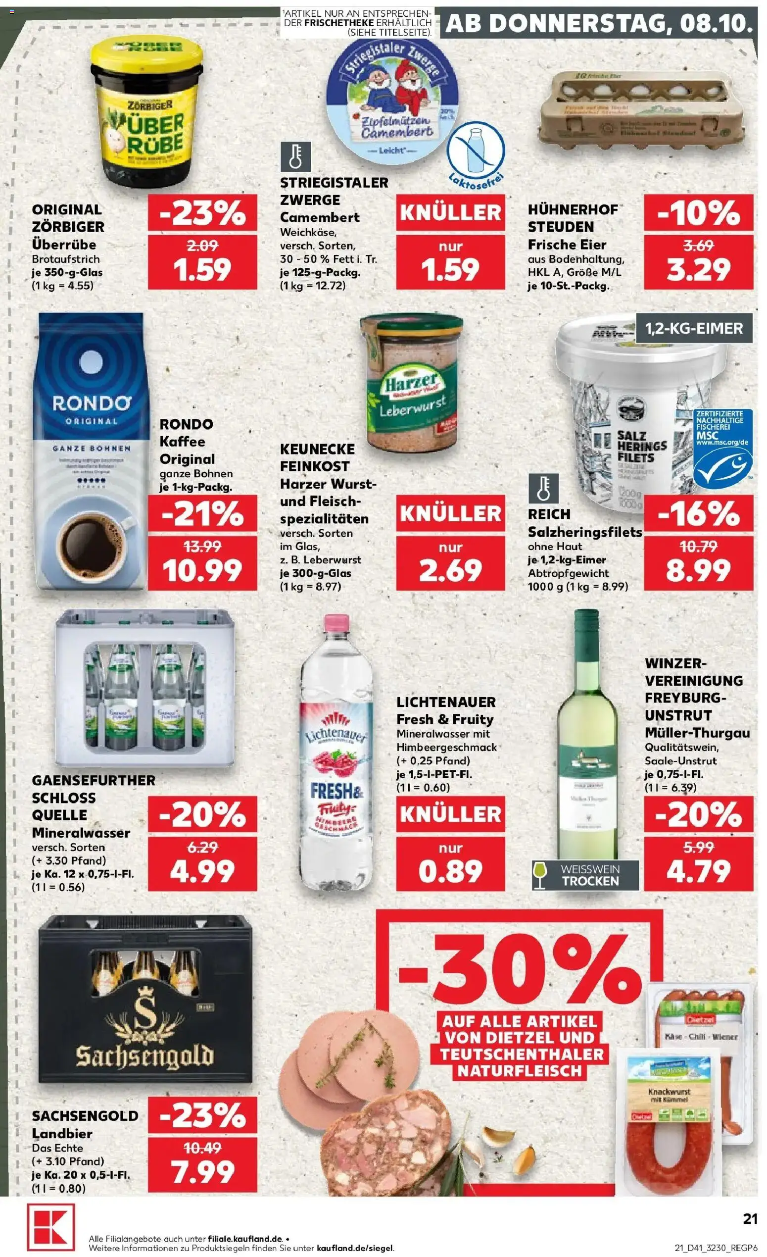 Prospekt Kaufland ab 08.10.2026 » Angebote Online zum Blättern | Seite: 21 | Produkte: Käse, Kaffee, Mineralwasser, Wurst