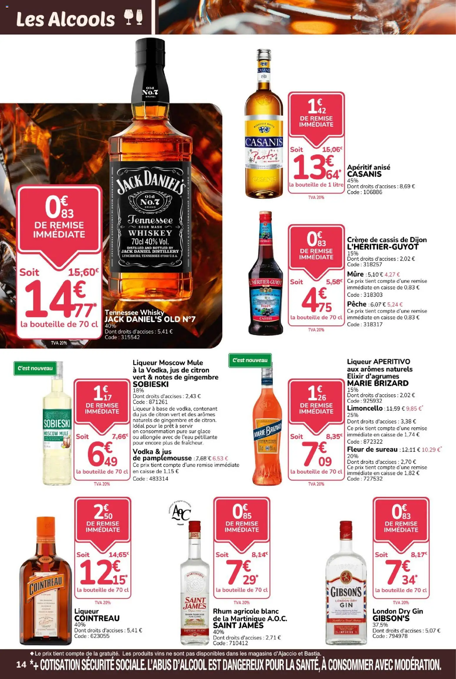 {H1} | Page: 14 | Produits: Pêche, Alcools, Gingembre, Gin