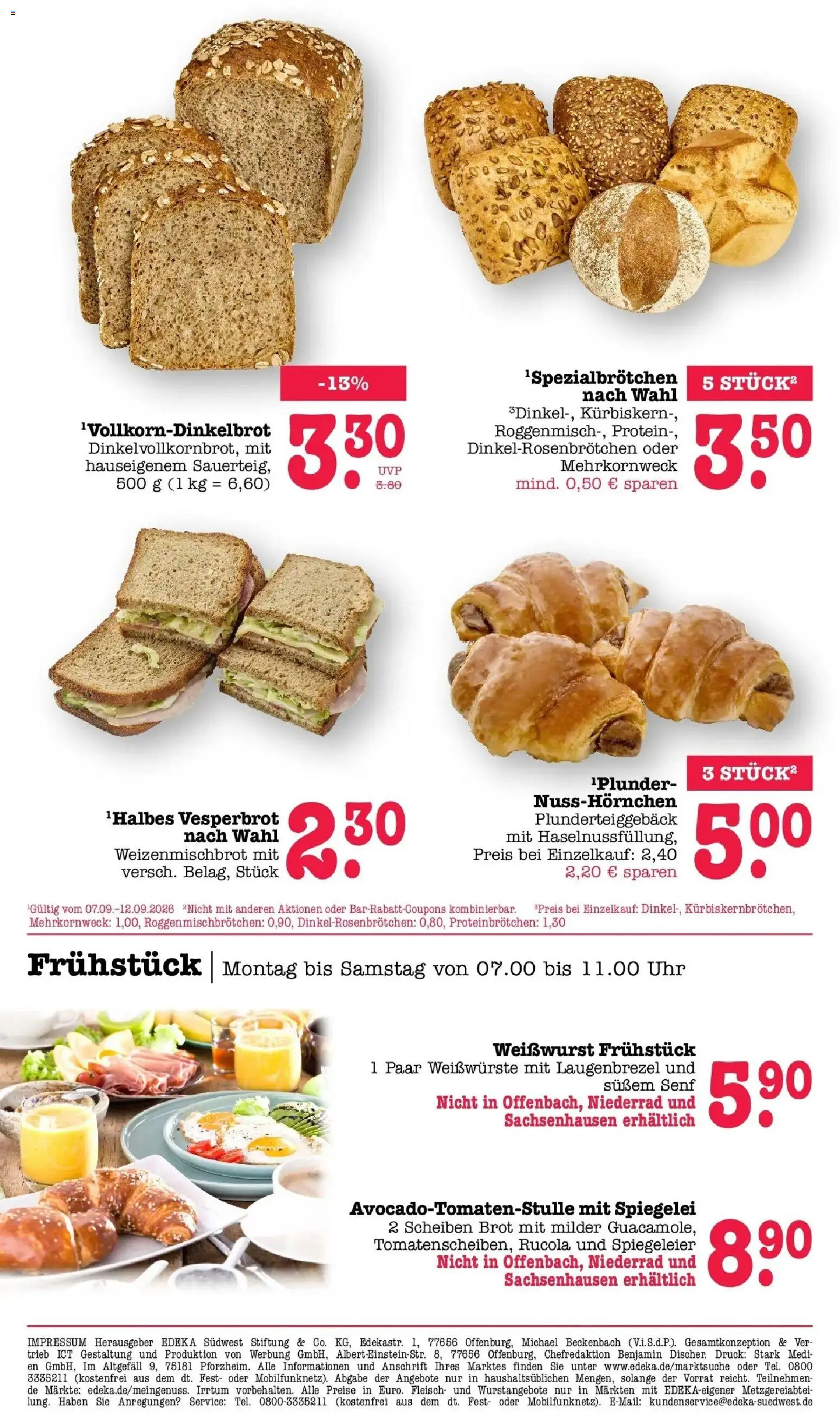 Edeka Prospekt Frankfurt Am Main (ab 07.09.2026) » Angebote Online | Seite: 10 | Produkte: Rucola, Weißwurst, Brot, Uhr