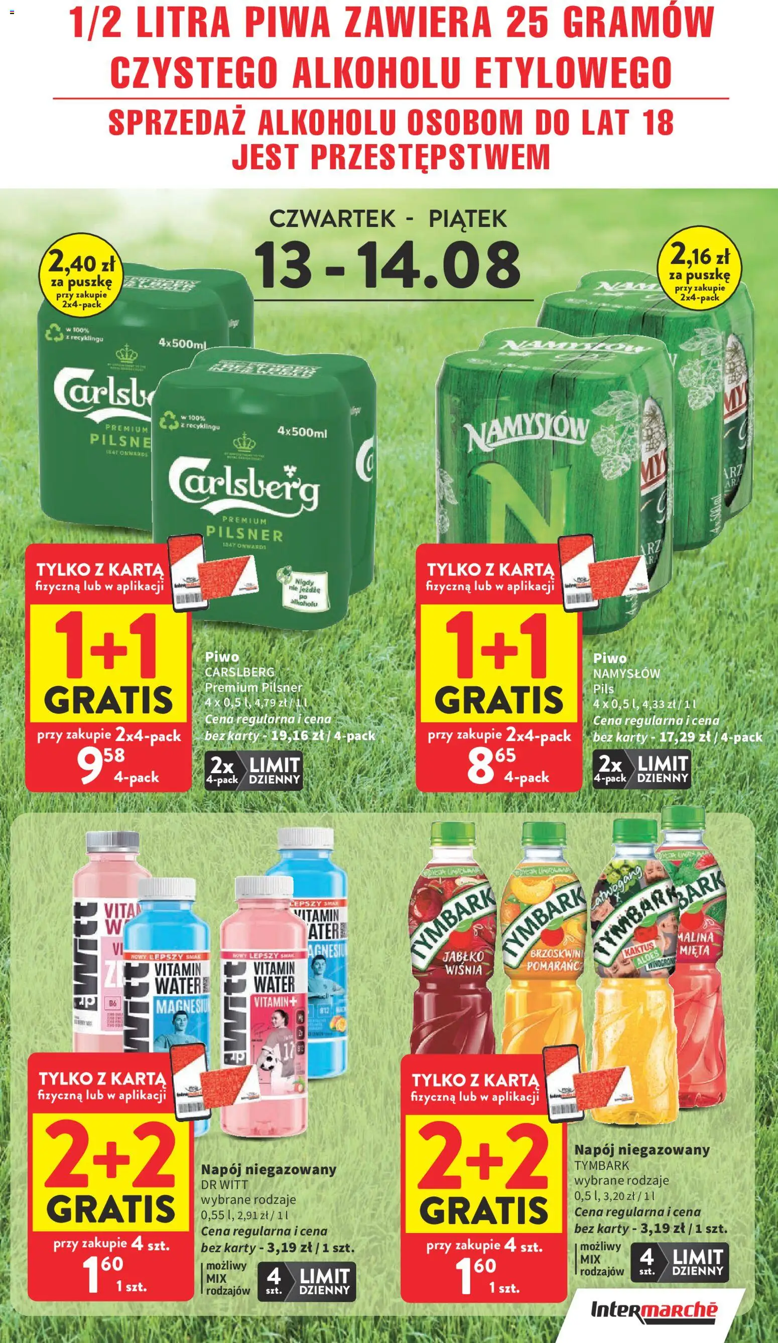 Intermarche gazetka od 13.08.2026 | Strona: 3 | Produkty: Tymbark, Aloes, Mięta, Piwo