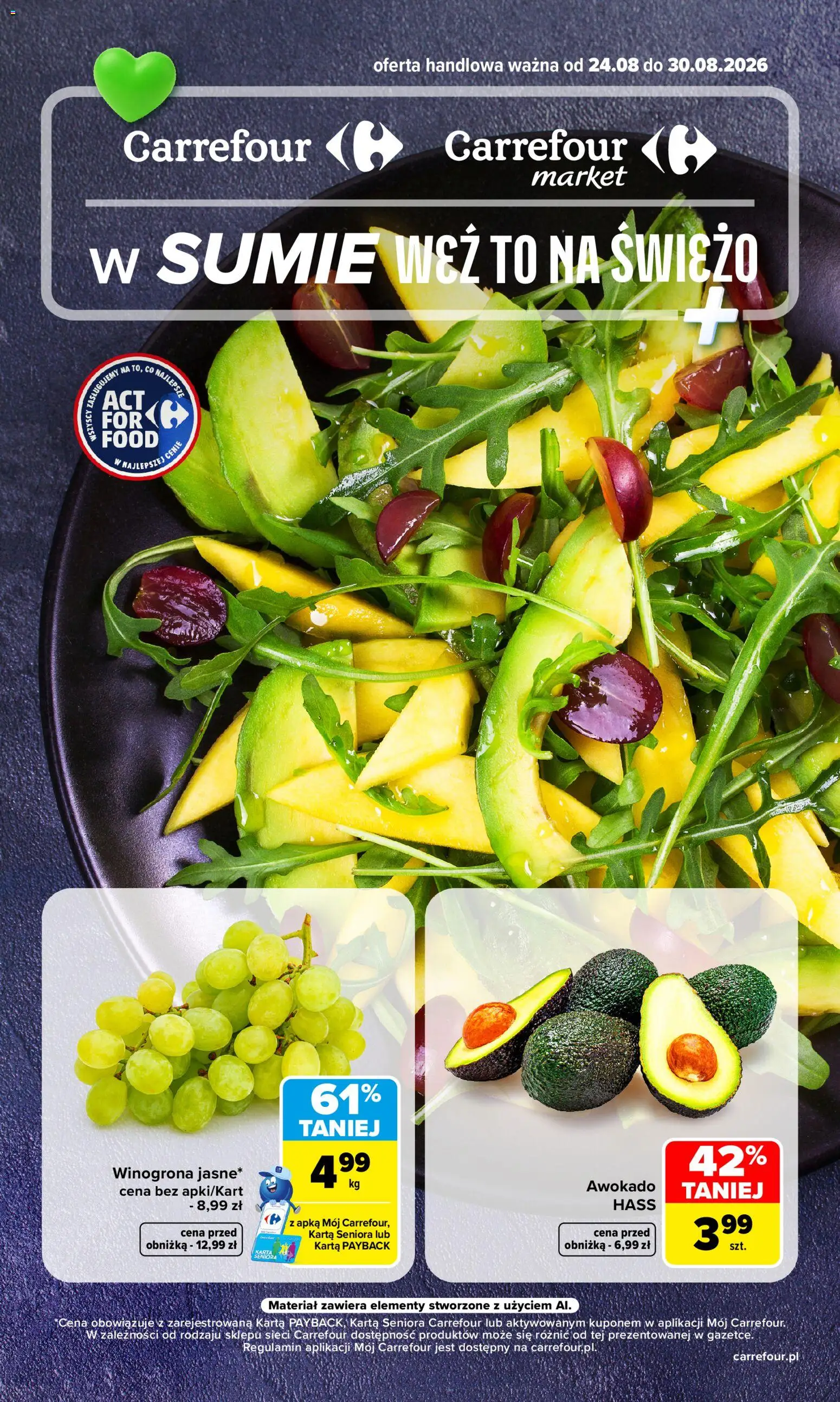 Carrefour gazetka - Weź to na świeżo od 24.08.2026 | Strona: 1 | Produkty: Karta, Winogrona, Awokado