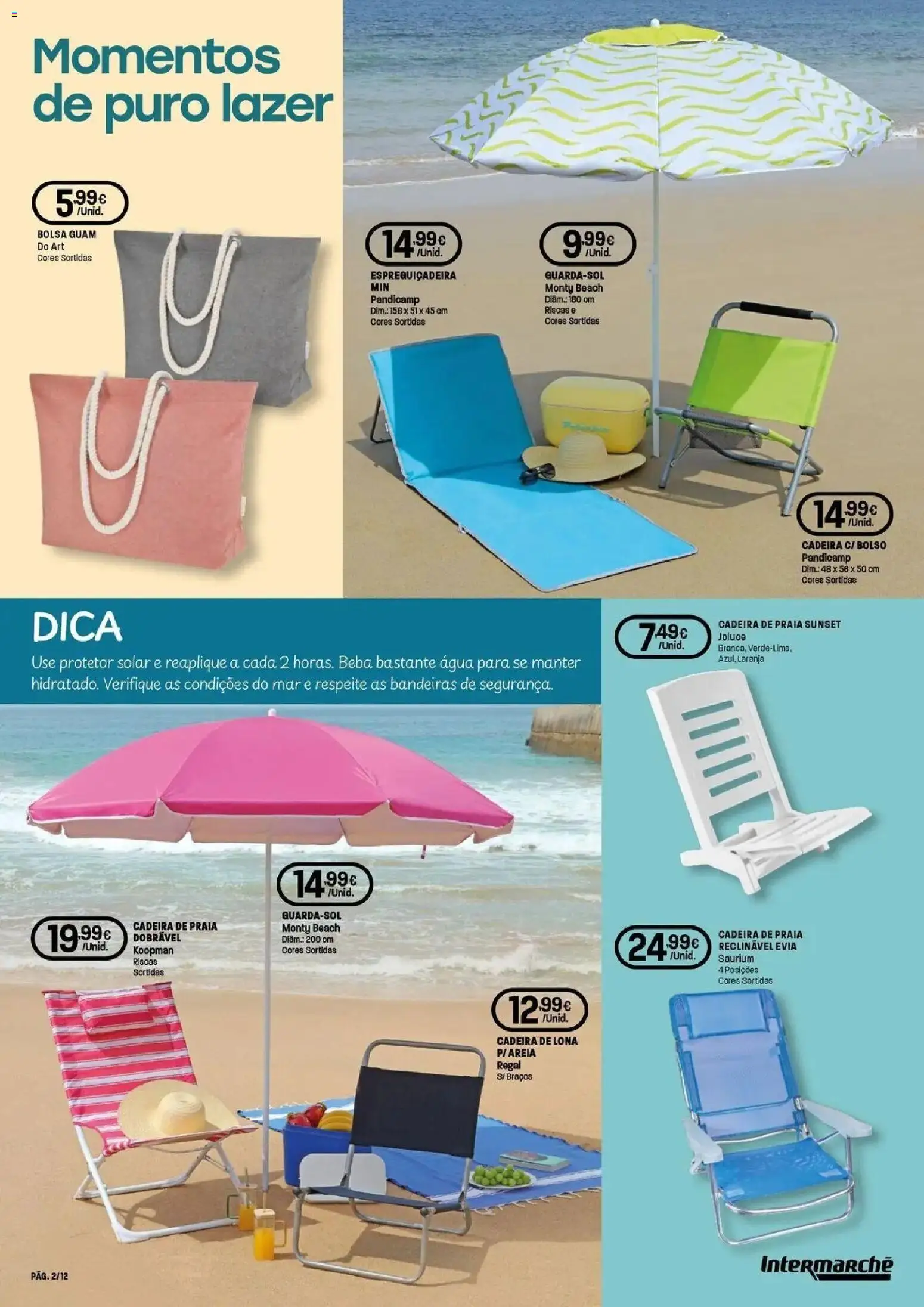 Intermarché - O melhor no verão │ válido de 18/06/2026 | Página: 2 | Produtos: Agua, Bolsa, Protetor solar, Espreguiçadeira