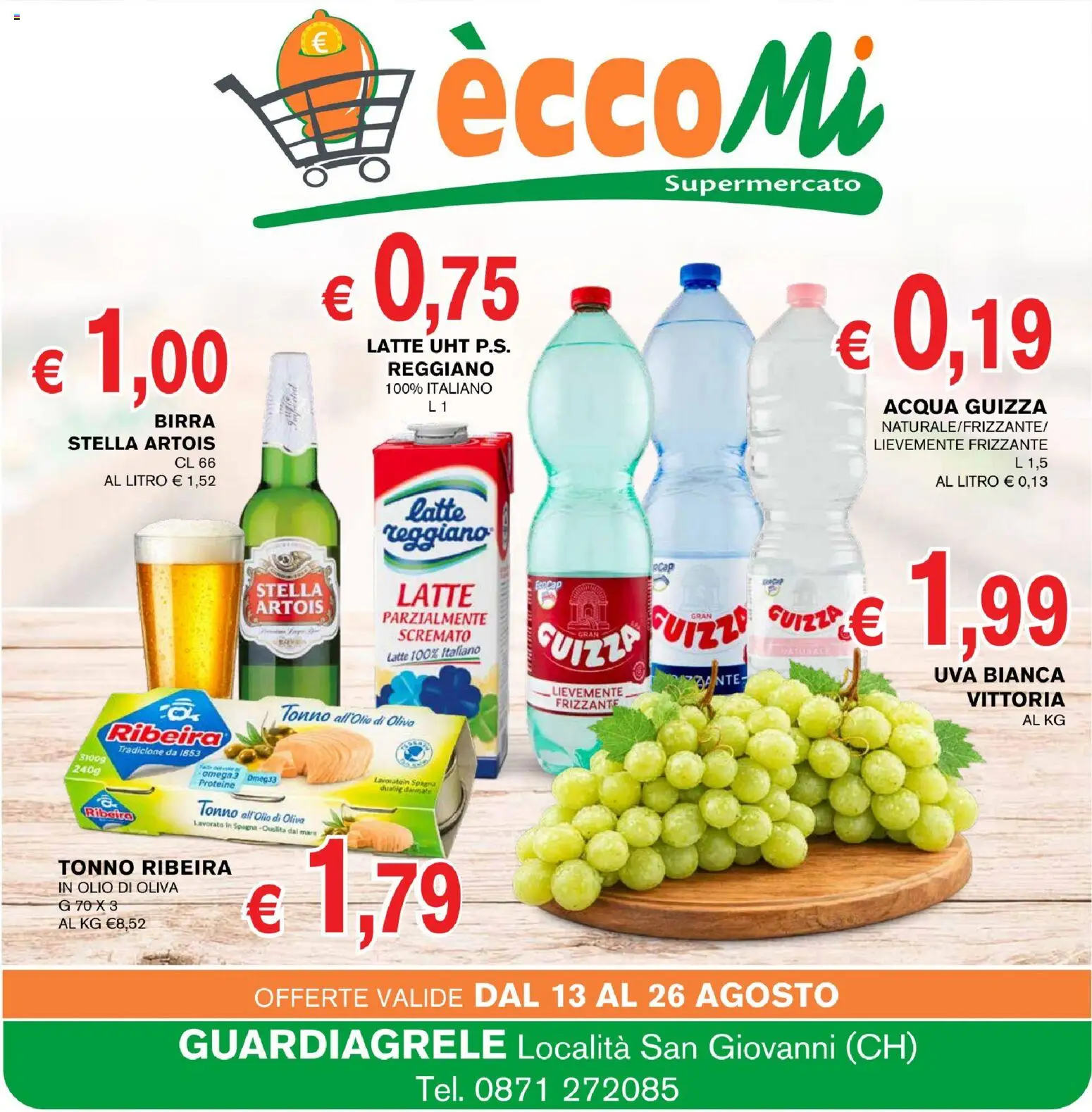 Volantino Coal del 13/08/2026 | Pagina: 1 | Prodotti: Birra, Latte, Uva, Tonno