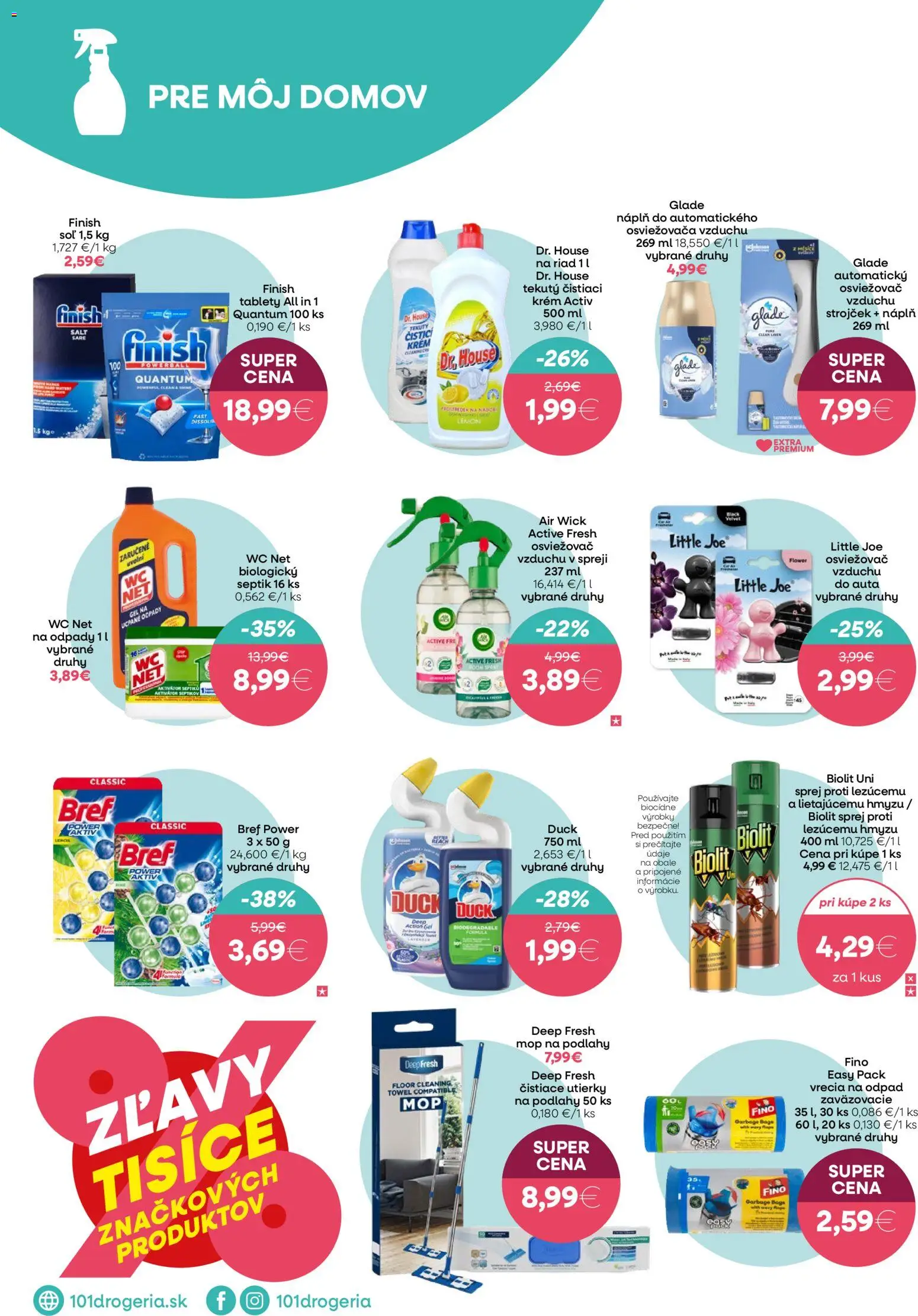 Nové 101 drogerie akcie – leták je platný od 15.04.2026 | Strana: 10 | Produkty: Strojček, Mop, Čistiace utierky, Soľ