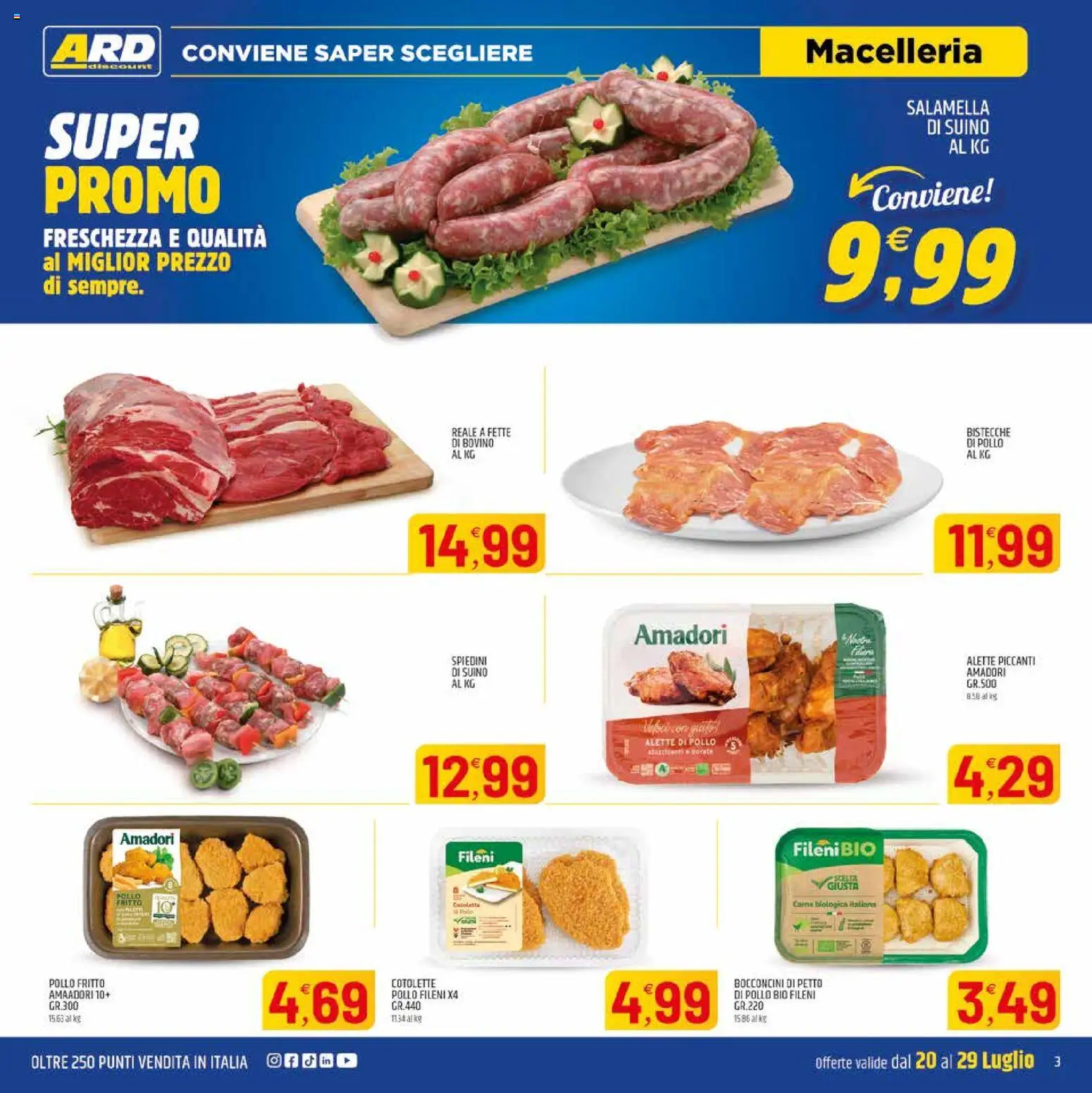 Volantino ARD Discount del 20/07/2026 | Pagina: 11 | Prodotti: Bovino, Salamella, Pollo, Spiedini