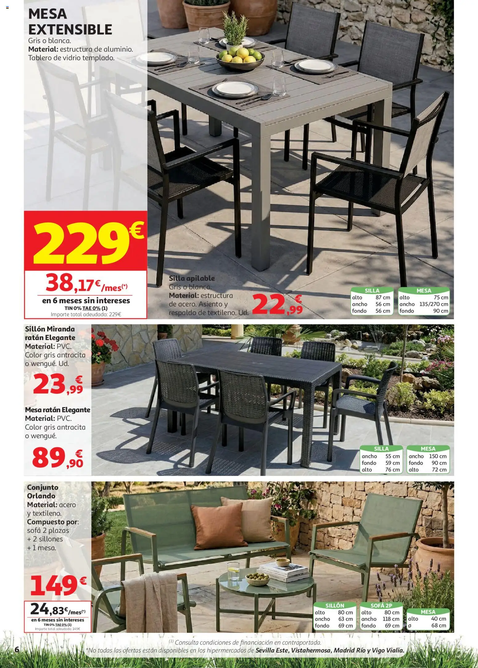 Alcampo Aire Libre │ válido desde el 05.05.2026 | Página: 6 | Productos: Mesa extensible, Sofá, Mesa, Silla