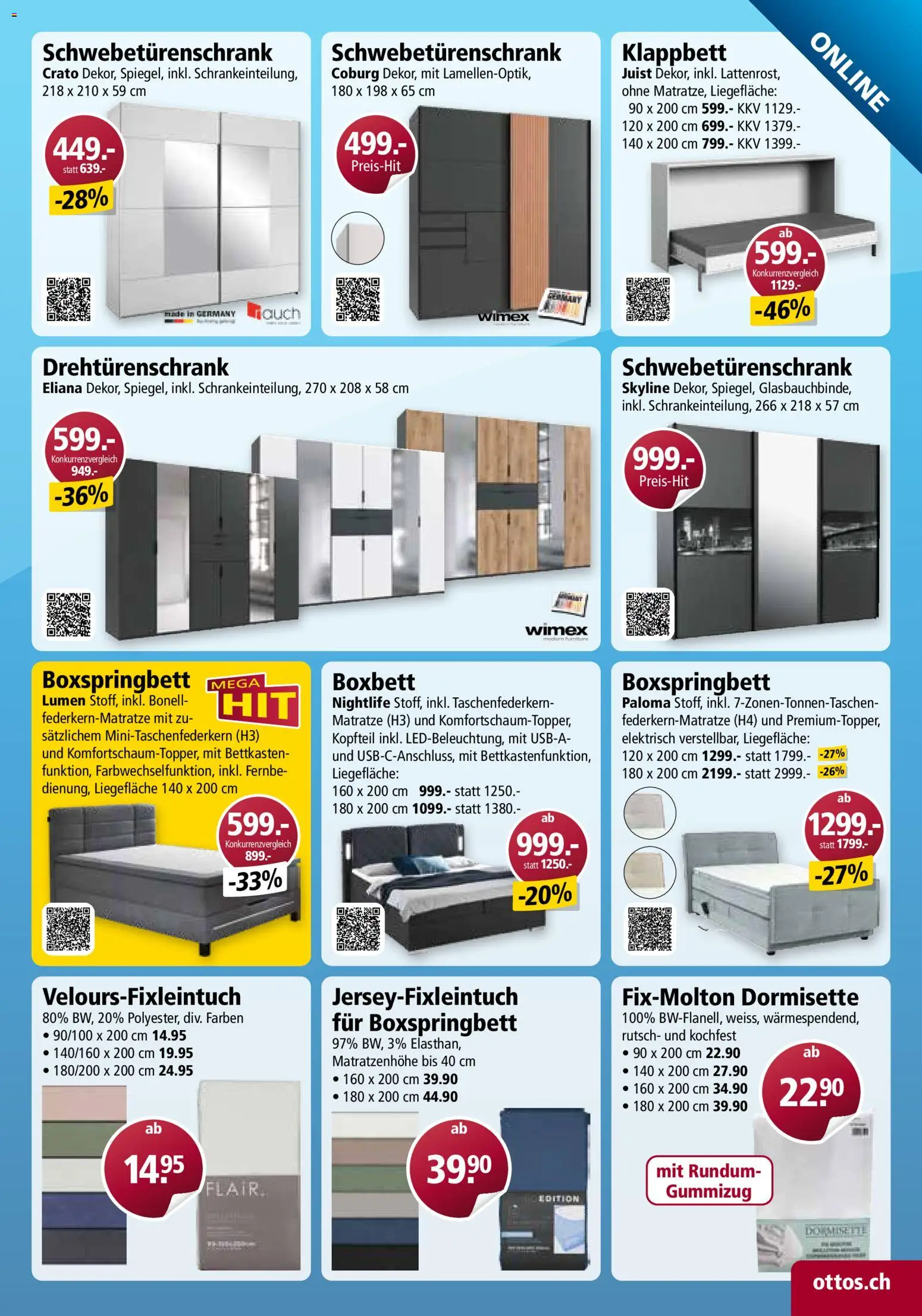 Otto's aktionen Online – gültig ab 10.10.2026 | Seite: 29 | Produkte: Matratze, Schwebetürenschrank, Drehtürenschrank, Boxspringbett